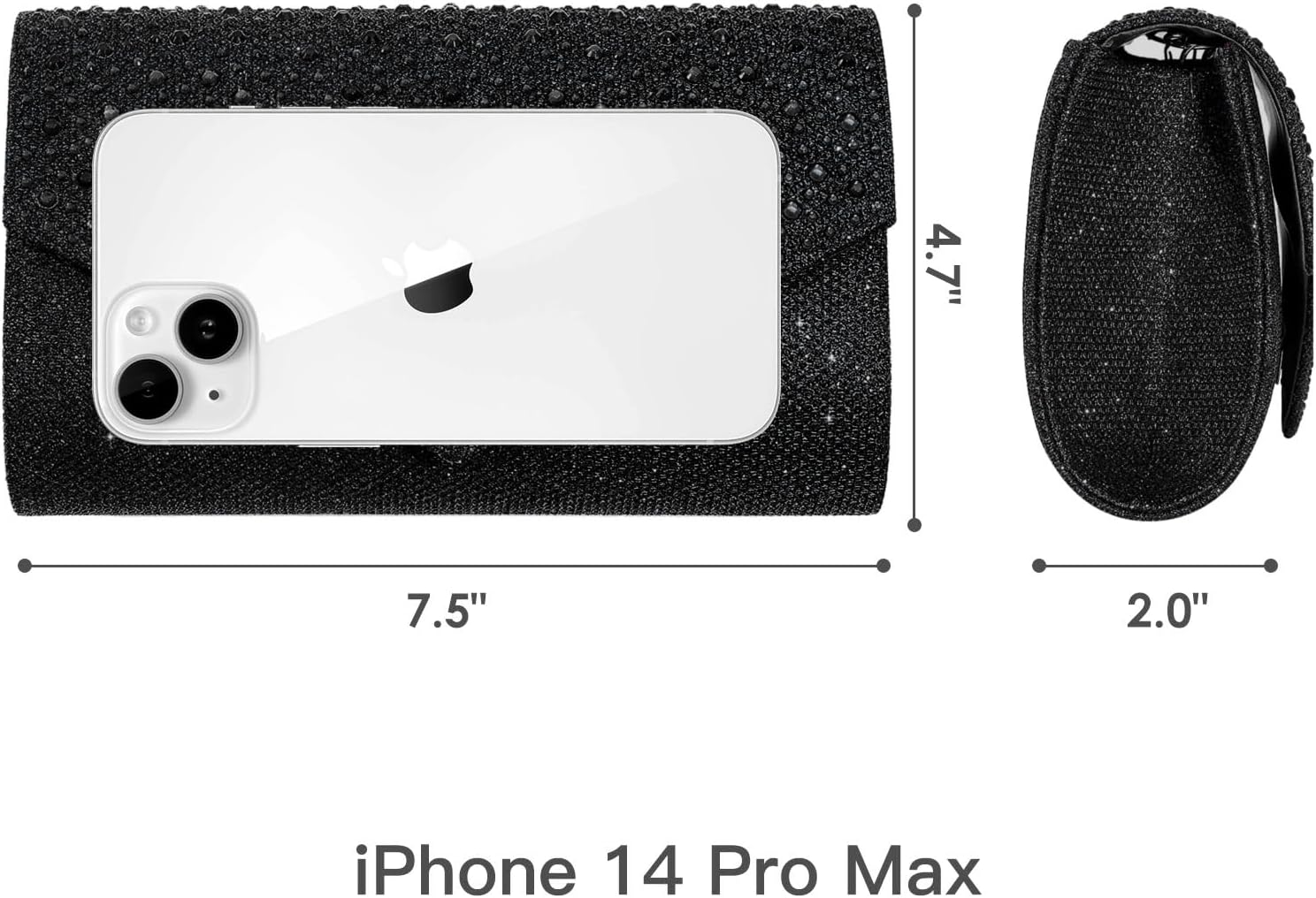 Women Evening Bag Clutch Rhinestone Envelope Party Handbag Bridal Prom Purse - Image 3