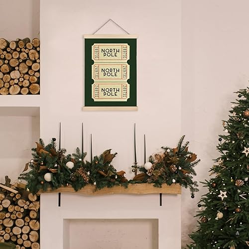 Miniatura 2 de Jvpke Decoración de pared navideña arte de pared verde retro moderno con colgador de madera, decoración navideña preparada para oficina en casa, 12