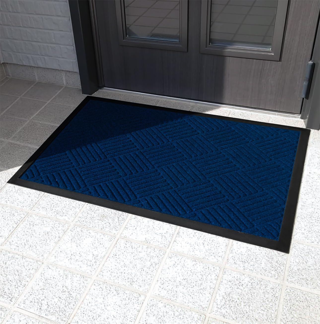 Amazon | CORFEEL 玄関マット ドアマット 泥落としマット 屋内 屋外 業務用 家庭用 (60x90cm, ブルー ...