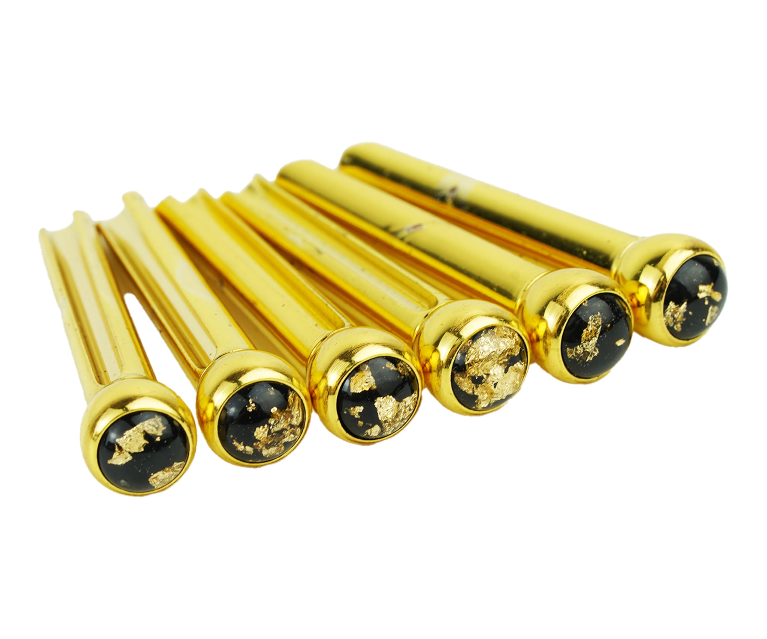 Guyker Gitarrenstegstifte, 6 Stück Messingstifte Endpin mit Goldfolienmuster für 6 Saiten Akustikgitarre Folk-Gitarren-Nagelklammern feste Kegel Ersatzteile 1 Set (GX-002)