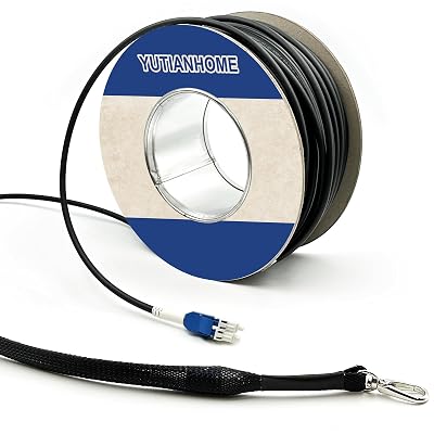 120 feet OD-5mm Industrial TPU OS2 LC to LC Outdoor Armored Fiber Optic Cable, Duplex Single Mode Fiber Patch Cable, 9/125um Uniboot LC Fiber with Pulling Eye Kit Installed on one end