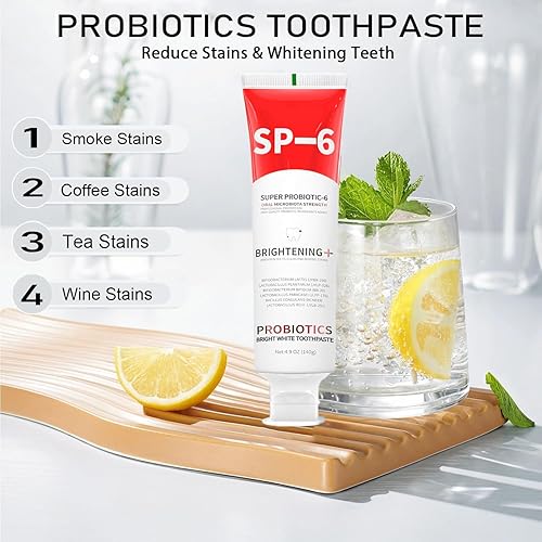 Miniatura 7 de Sp-6 Probióticos Pasta de dientes blanqueadora, Sp-6 Ultra Pasta de dientes blanqueadora, fórmula mejorada con 6 probióticos para la salud de los