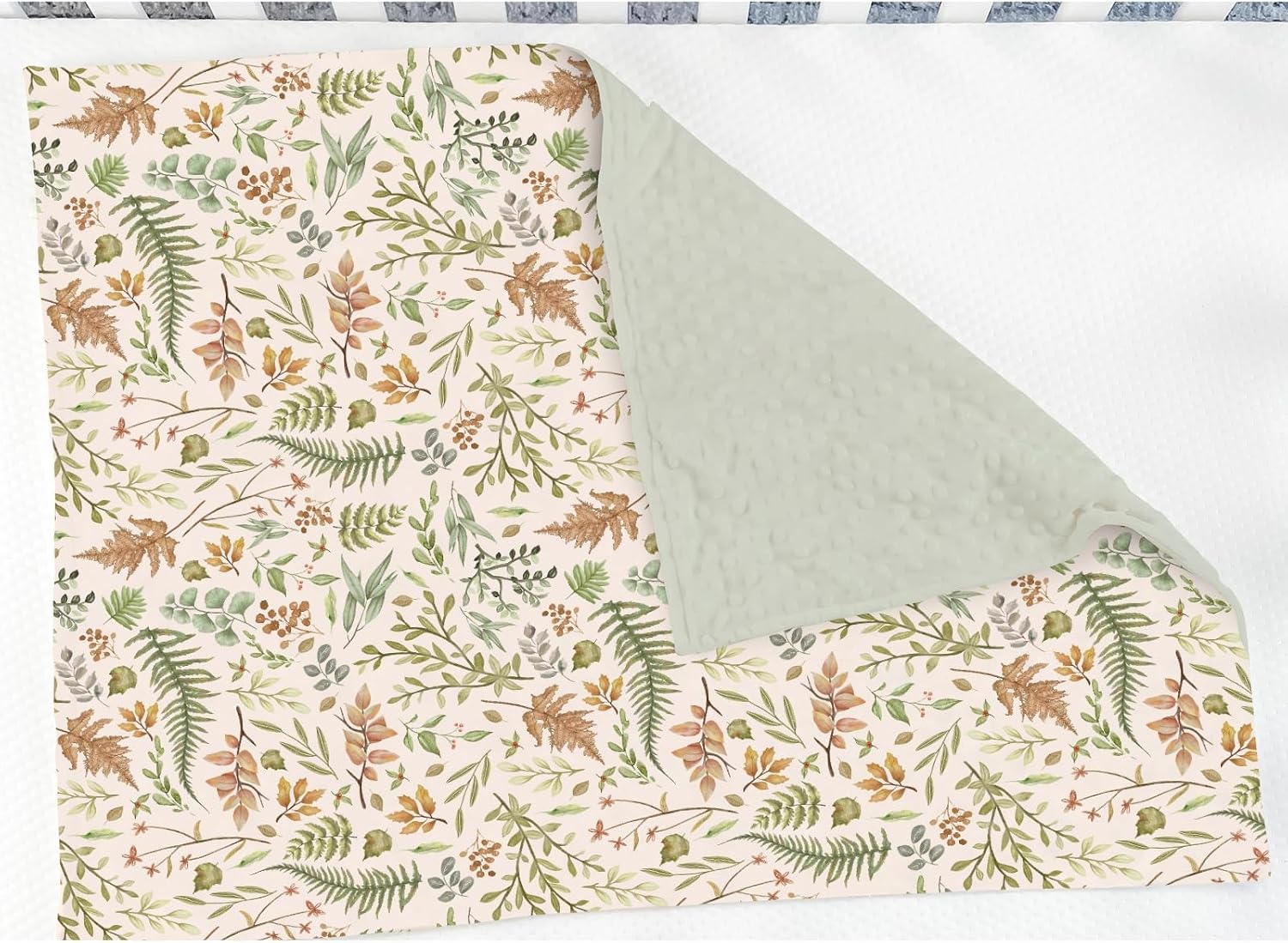 Cream Autumn Ferns and Leaves Baby Blankets for Girl Boy Fall Autumn Leaves Soft Mink Dotted Backing Double Layer Swaddle Blankets for Toddler Nursery Thanksgiving Harvest Bed Blanket Crib 30x40