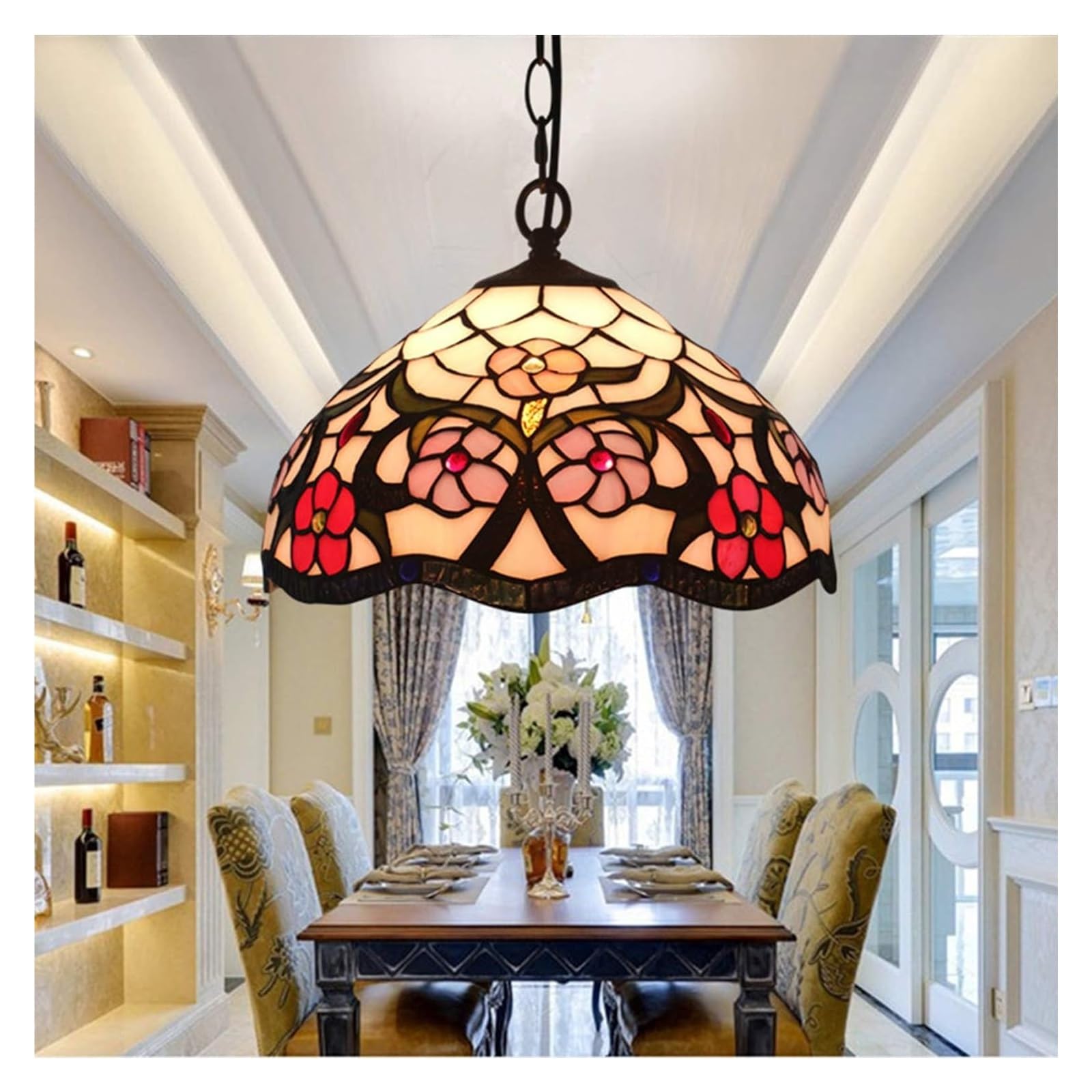 Żyrandole Żyrandol Retro Lampy Wiszące Kreatywne Witraże Lampy Sufitowe Dekoracja Chandelierr,C