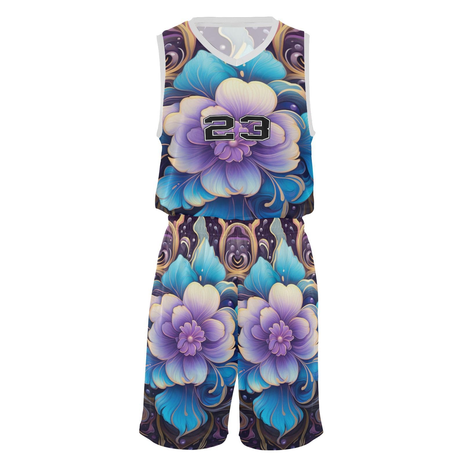 FLildon Boho Mandala Lotus Boys Basketball Jersey Set Tank Top Shorts Tracksuit Sport Training Suit for Kids