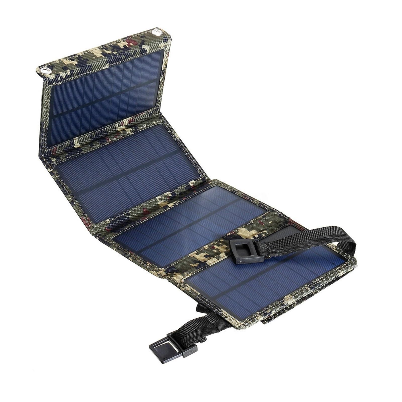 Pannello Solare Pieghevole, 2pcs Caricatore USB Solare Pieghevole Impermeabile con Moschettone,per casa, Campeggio(Camouflage)