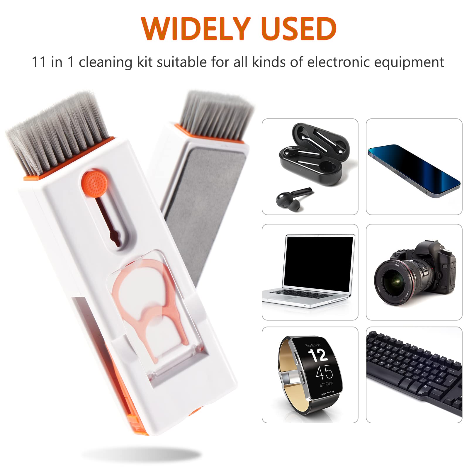 Vinabo 11 in 1 Kit Pulizia, Kit di Pulizia Tastiera PC, Keyboard Cleaner Multifunzionale, Spazzola Pulisci Schermo, per Tablet, Auricolari Bluetooth, Phone, Fotocamera (Confezione da 5)