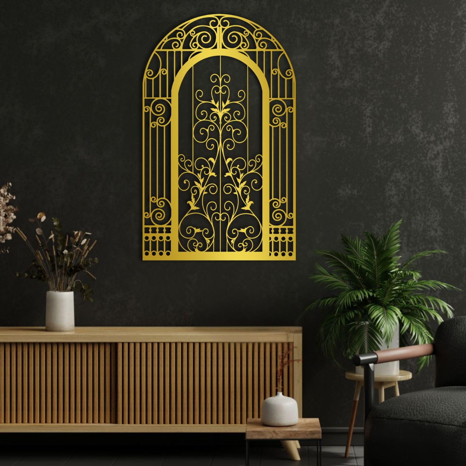Art mural en métal 45,7 cm en forme d'arche pour la décoration chic du salon