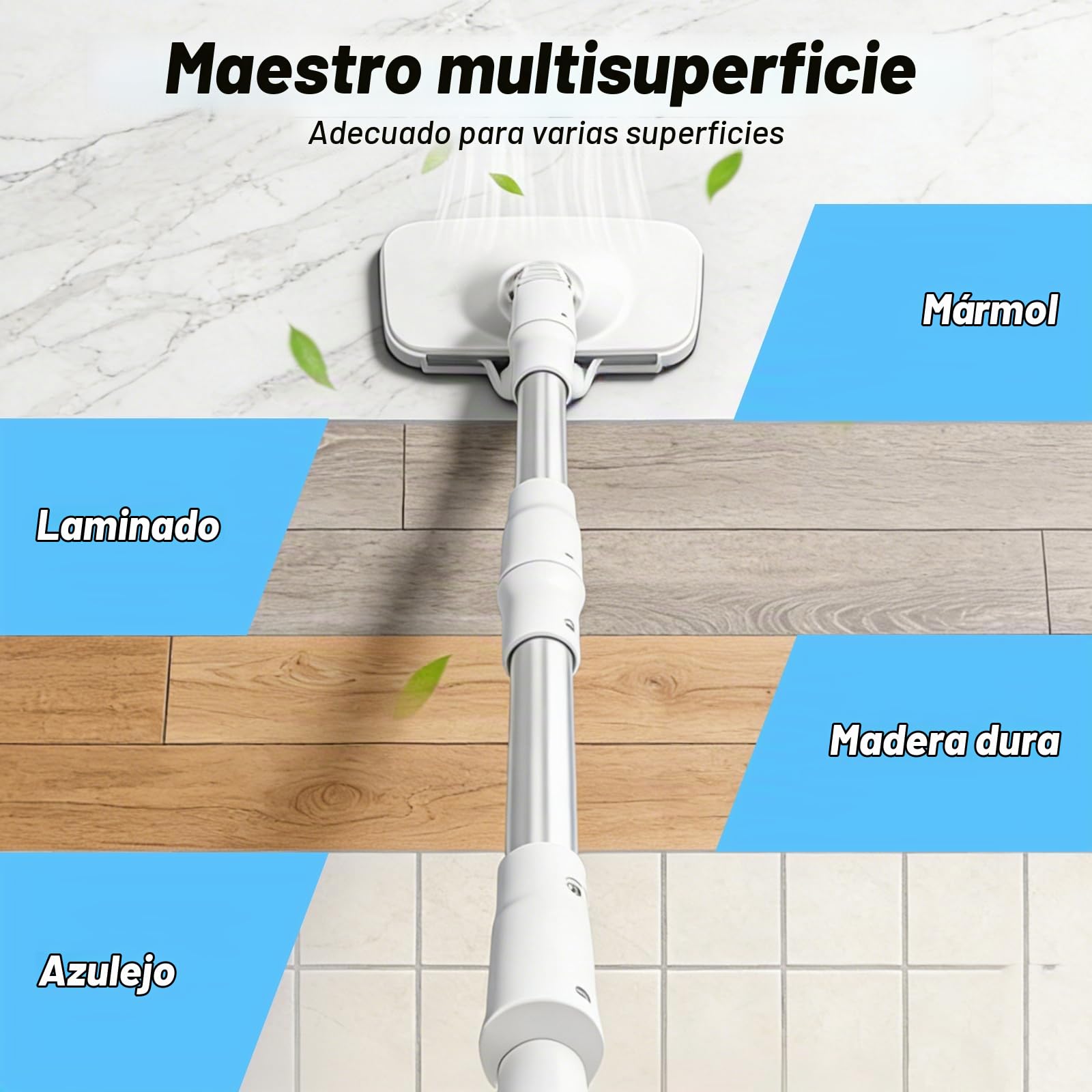 Maquina de Limpieza a Vapor Multifuncional, 1200W 2 en 1 Mopa de Vapor & Vaporeta de Mano Steam Cleaner Portátil,Calentamiento Rápido en 15s, para Suelos Alfombras Azulejos Baño Cocina