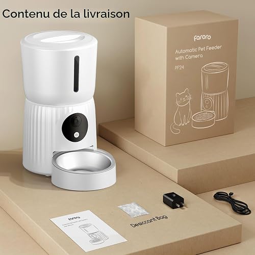 Faroro Automatic Cat Feeder with Camera, 1080P HD Video with Night Vision, 2-Way Audio, 4L Pet Feeder with Adjustable Camera Angle & Blockage Sensor, APP Control Cat Food Dispenser, 5GHz Wi-Fi - 9