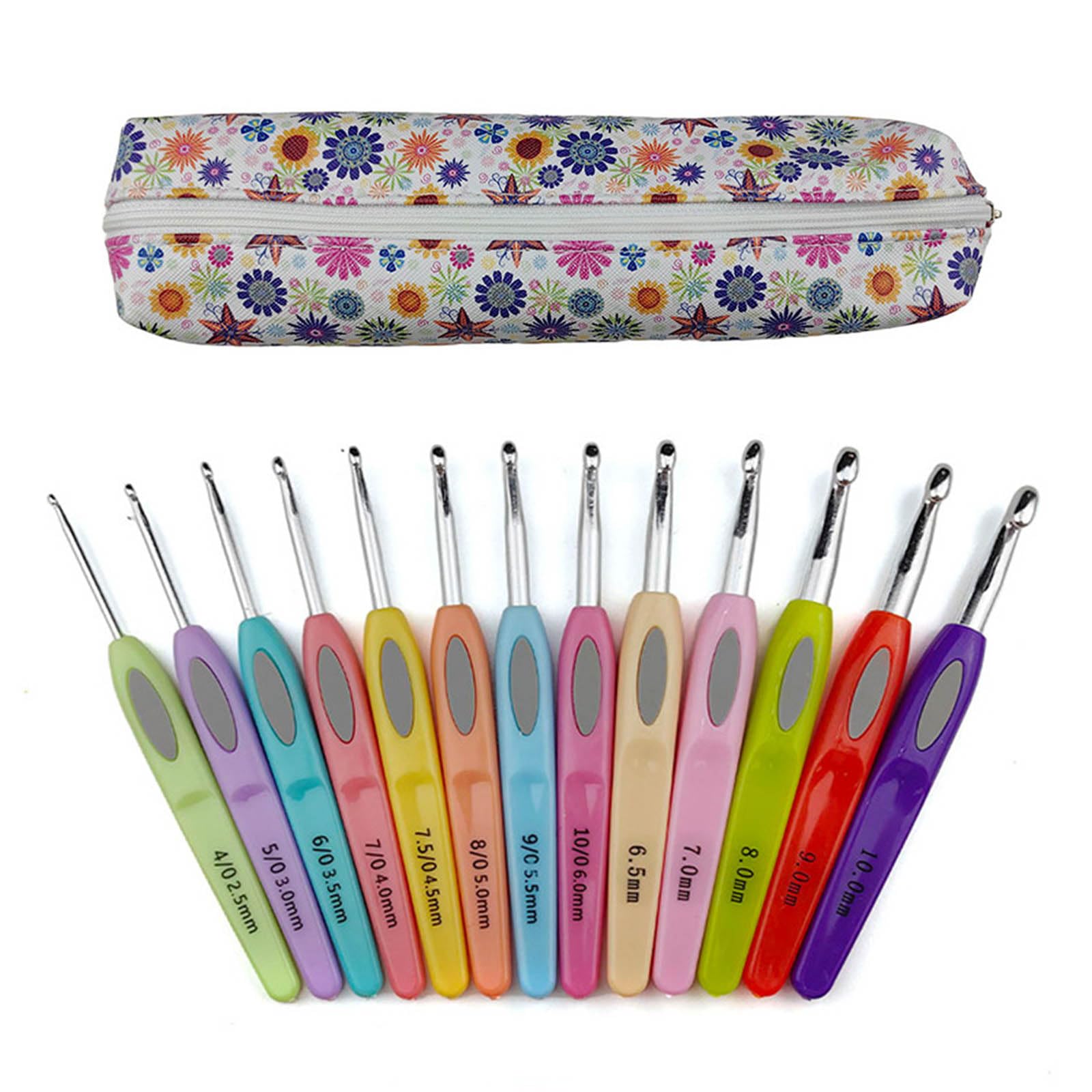 13Pcs Crochet Hook Set with Stainless Tip and Ergonomic Grip Soft Grip Handle Knitting Needle Set to Beginner and Adult Colorful Crochet Needle