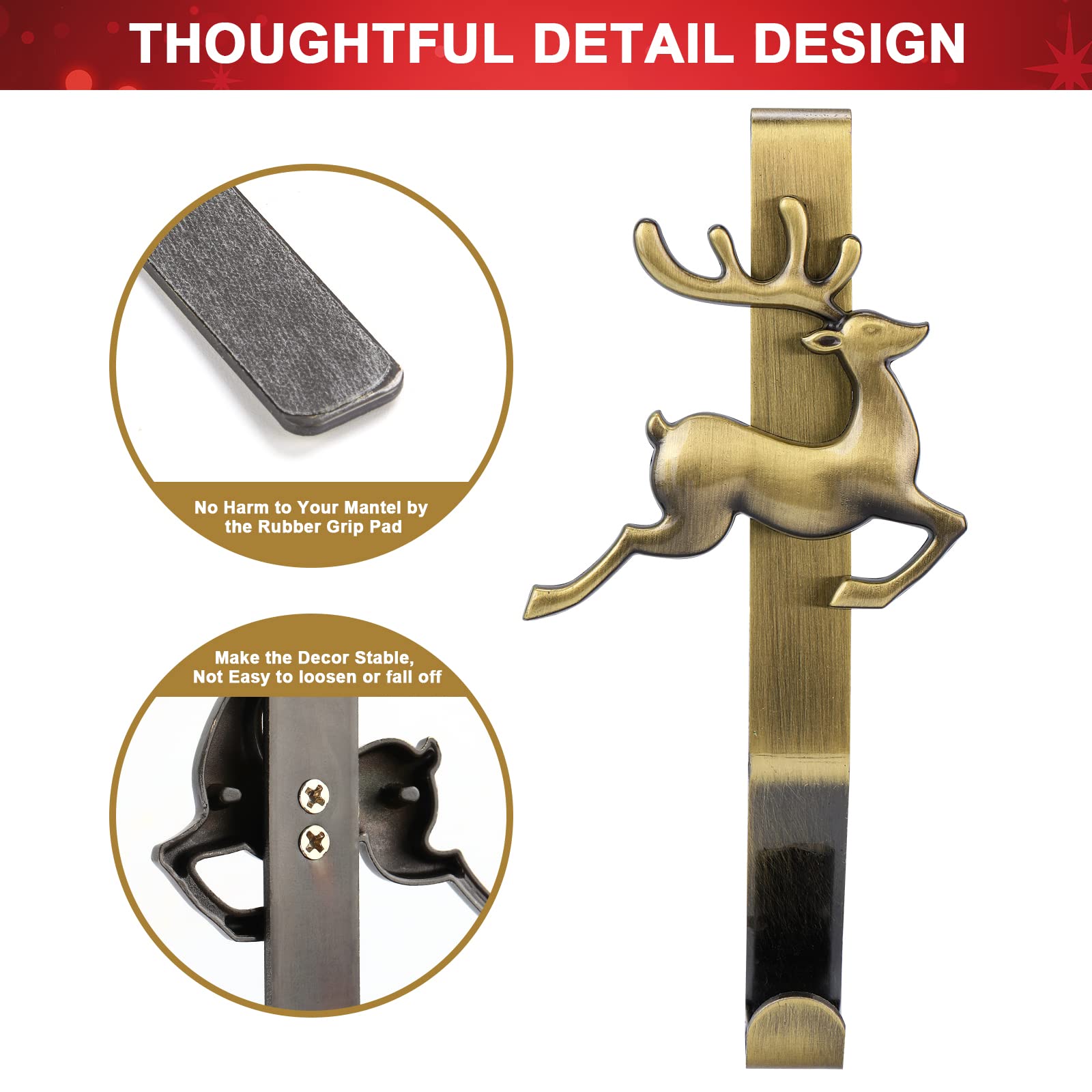 Christmas Stocking Holders for Mantle, Stocking Hangers for Mantel Stocking Hooks for Mantle Stocking Holders for Mantle Set of 5, Christmas Stocking Hooks for Mantle Stocking Hangers Stocking Holder