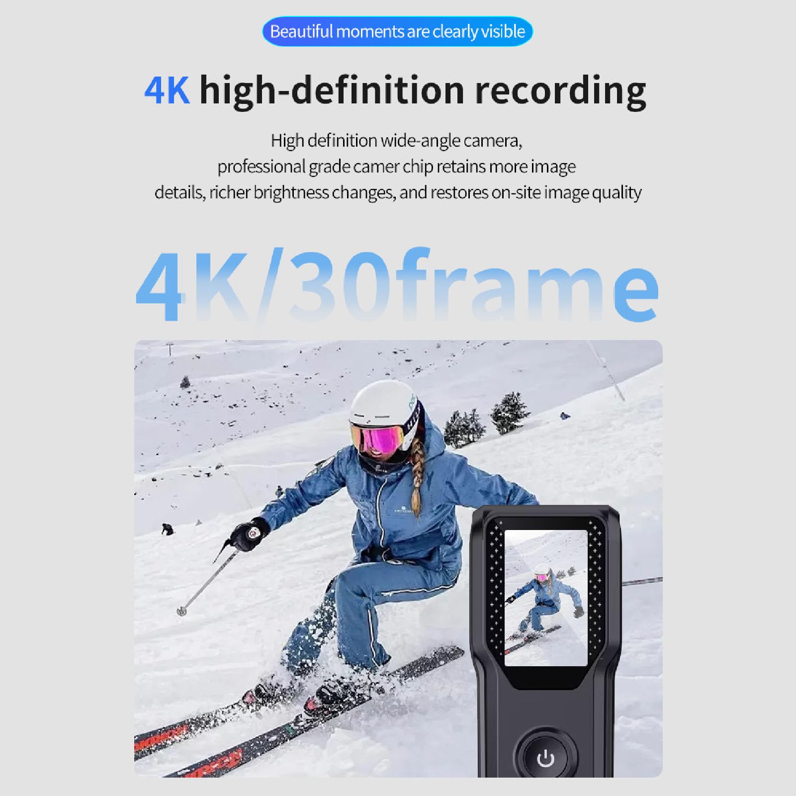 Kamera Akcji, Kamera Sportowa 4K 30fps Wi-Fi, Szerokokątna Kamera Sportowa 147 Stopni, Wodoodporna Kamera Sportowa 30 M z Połączeniem Telefonicznym, do Podróży Rowerowych,