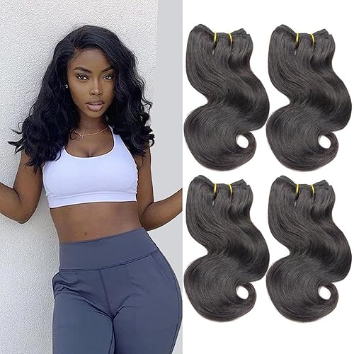 4 paquetes cortos de cabello humano ondulado de 8 pulgadas, extensiones de cabello virgen 10A, grado 10A, 100% sin procesar, para mujeres negras,