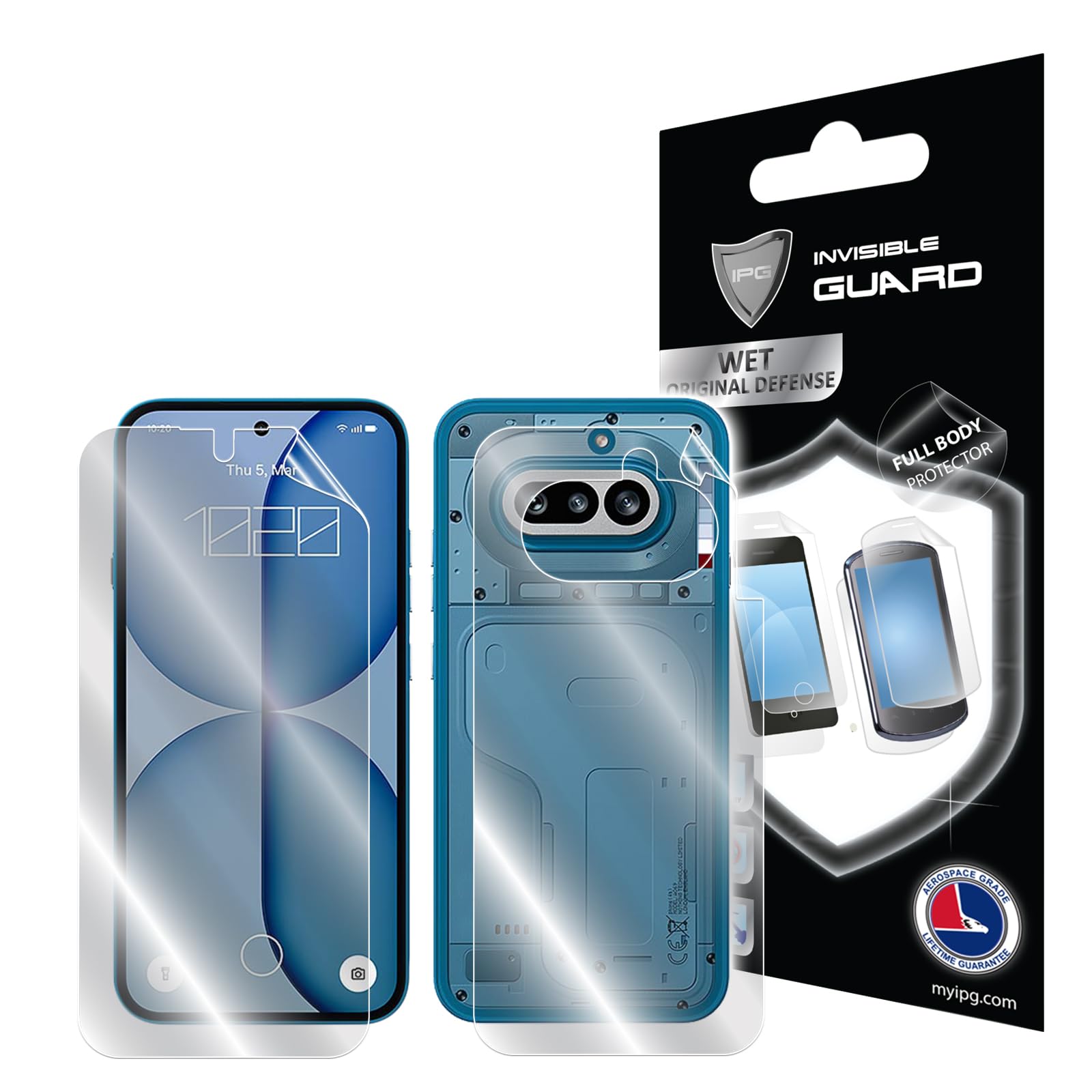 IPG for Nothing Phone 2 Screen and Back Protector Hydrogel Invisible Touch Screen Sensitive Ultra HD Clear Film Anti Scratch Skin Guard - Smooth/