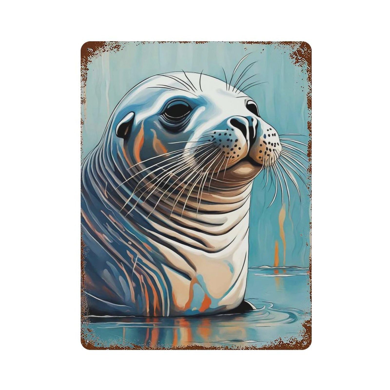 Seal Decorative Tin Sign 15.7"x11.8", Retro Wall Decor for Living Room, Hallway And Home Decor
