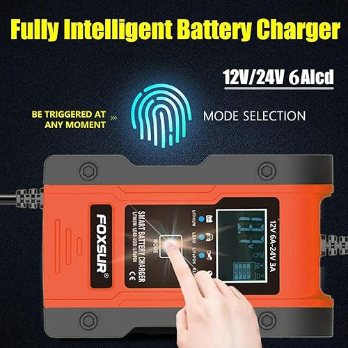 Miniatura 4 de [Nueva actualización] Cargador de batería de litio, 12V/24V 6Amp Cargador de batería inteligente de coche completamente automático (baterías de