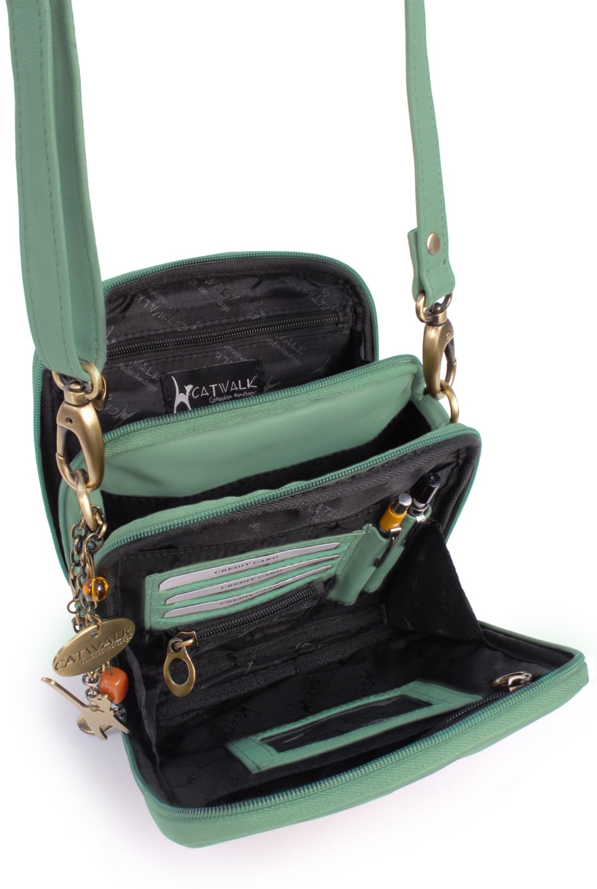 Catwalk Collection Handbags - Bolso Bandolera de Piel - Messenger Bag Pequeño de Mujer - Bolso de Diario con Multibolsillos - Teagan