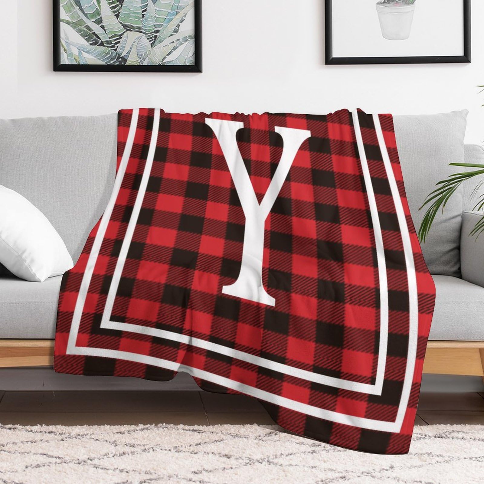 Fleece-Überwurf, Buchstabe Y, Monogramm, englisches Alphabet, Monogrammdecke, warm, leicht, gemütlich, Dekoration für Haustierbett, Sofa, Couch, Büro, Hochzeitsgeschenke, 178 x 203 cm