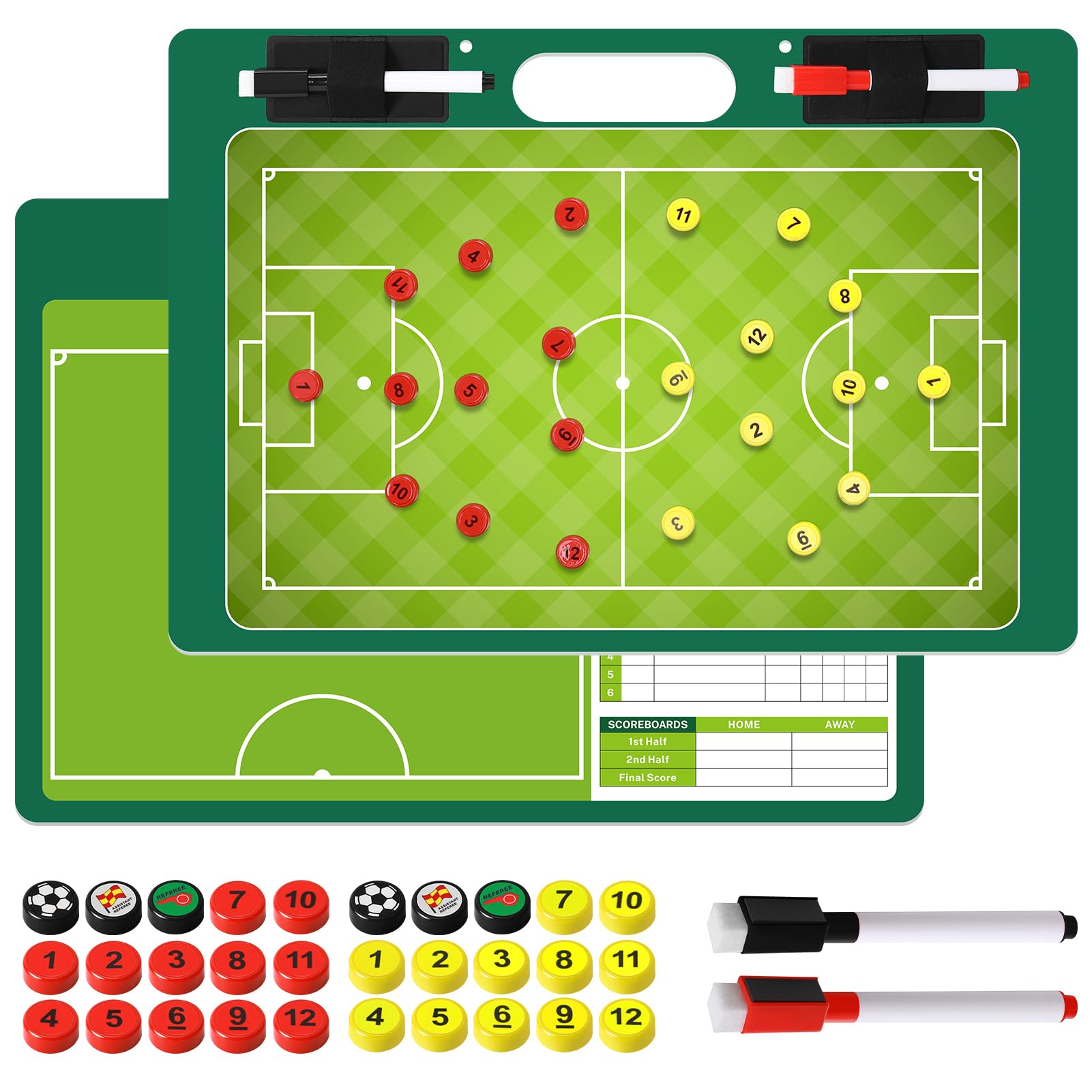 Desoto Magnettafel Fußball Coaching Board - Strategie-Lehr-Zwischenablage, Profi Taktikmappe Strategiebrett für die Schulung und Spielanalyse