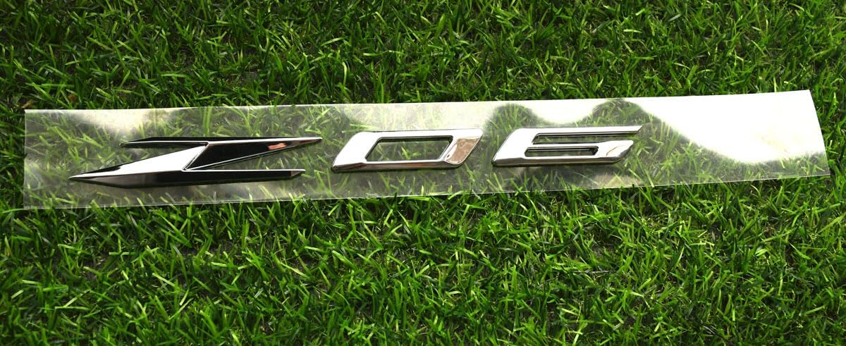 2Pcs Z06 Emblems 3D Badge Nameplate Letter Compatible with 2023-2024 C8 85623536 OEM Size (Chrome)