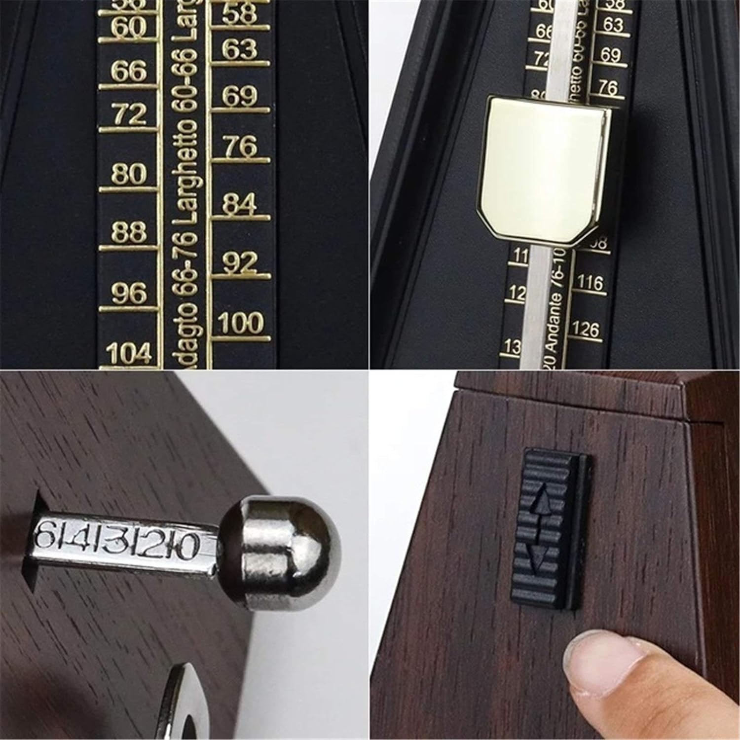 Mechanisches Metronom, Turm-Gitarren-Metronom, Glockenring, Klavier, Violine, Rhythmus, mechanisches Pendel für Klavier, Gitarre, Trommel, akustischer Klickglockenring (Farbe: dunkles Holz)