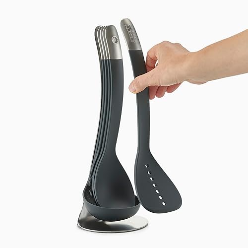 Miniatura 7 de Joseph Joseph 10526 Nest Utensils - Juego de herramientas de cocina apilables compactas con soporte de almacenamiento magnético de nailon, 5 piezas,