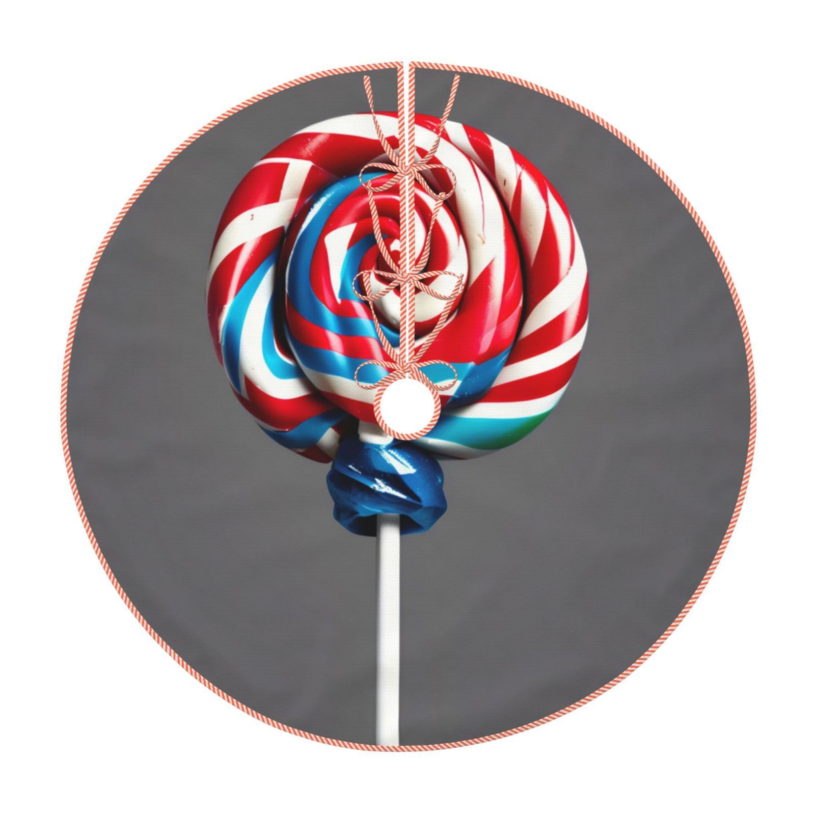 Gonna per albero di Natale con stampa lecca-lecca, base invernale per albero di Natale, 121 cm, per interni ed esterni