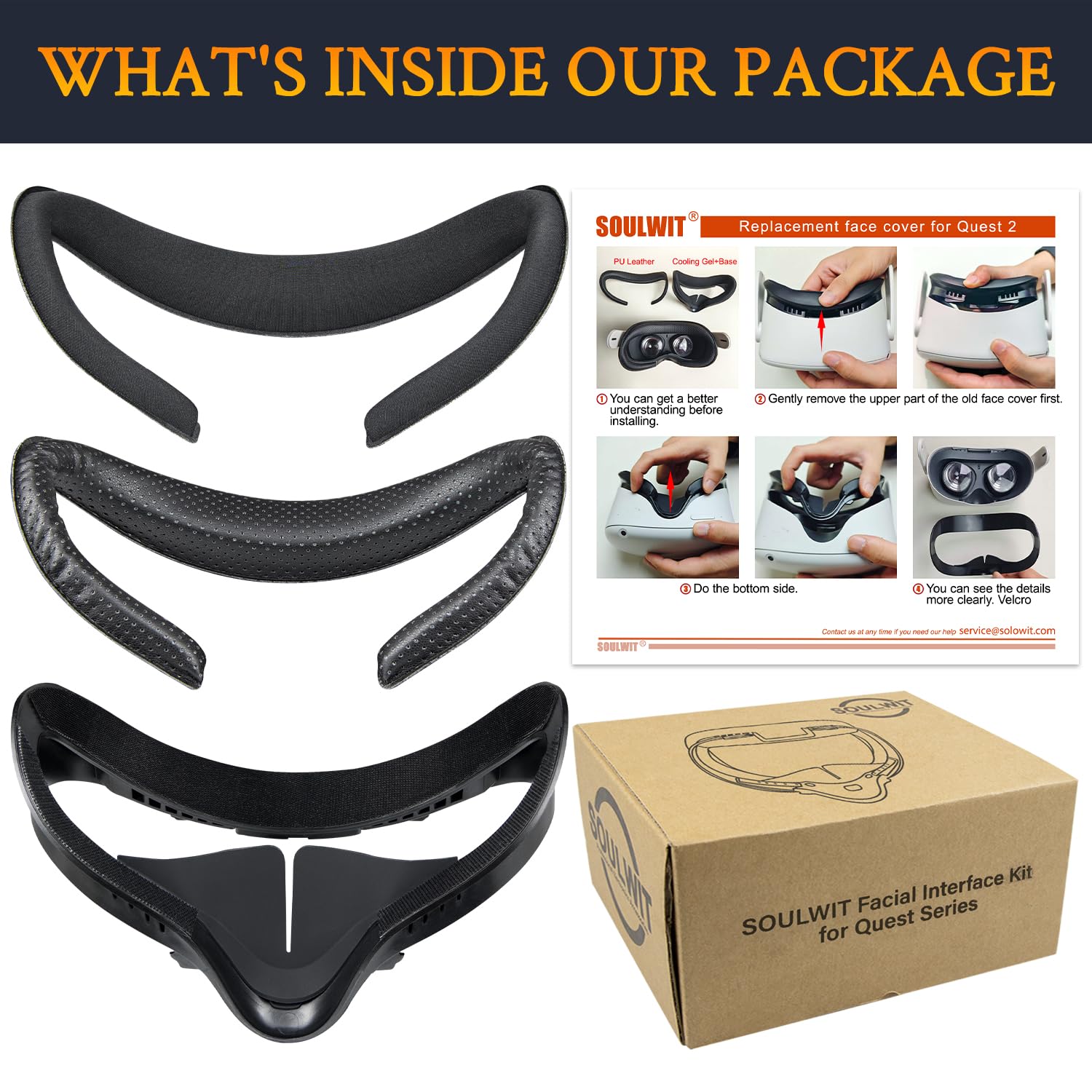 SOULWIT 2 Pièces Gel de Refroidissement Face Cover Pad pour Meta Quest 2, Remplacement pour VR Casques