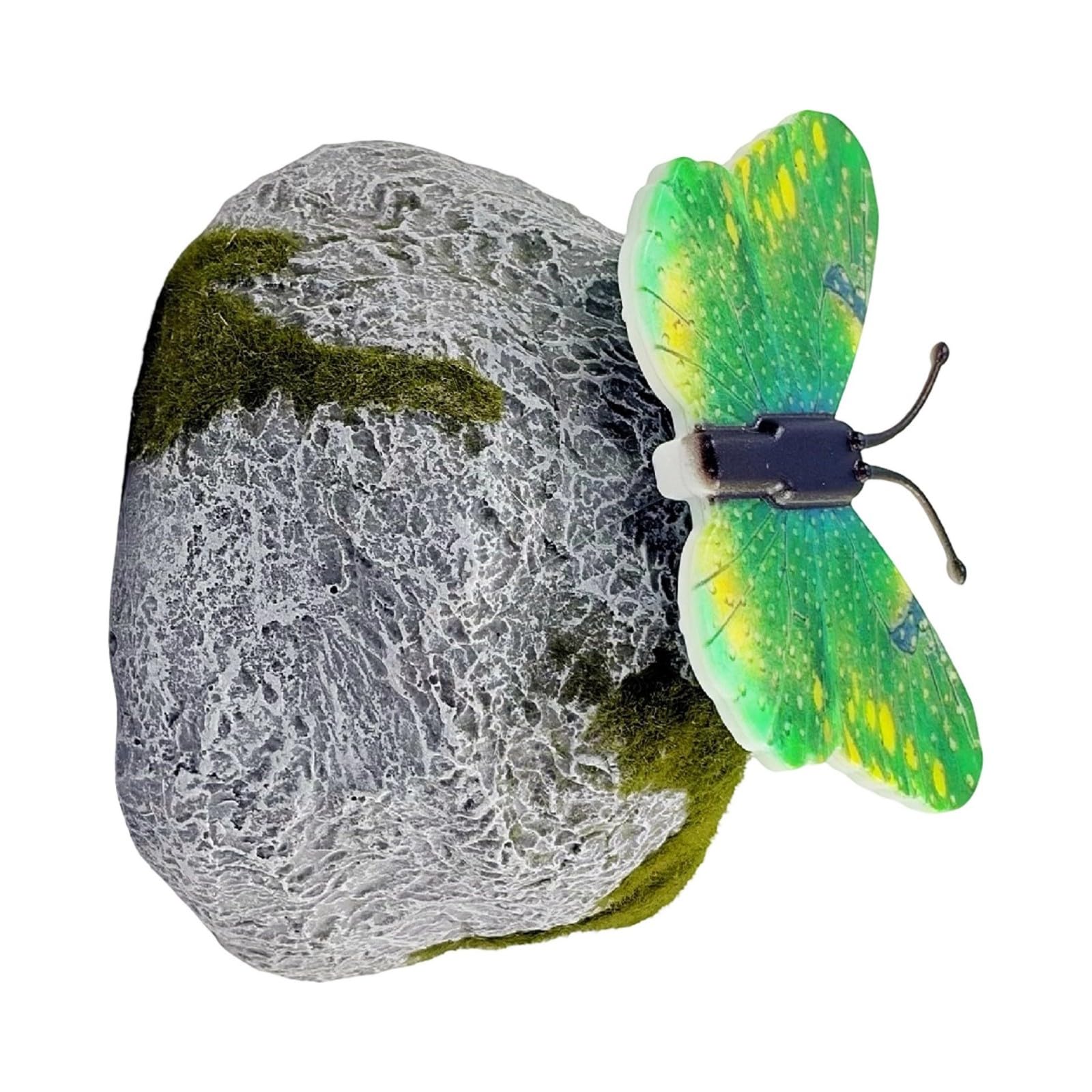 Hsioluted Green User Friendly Solar Operated Led Light Butterfly Stone Shape Decorative Lighting Bright Led Light For Lawns And Backyard Weatherproof Outdoor Solar