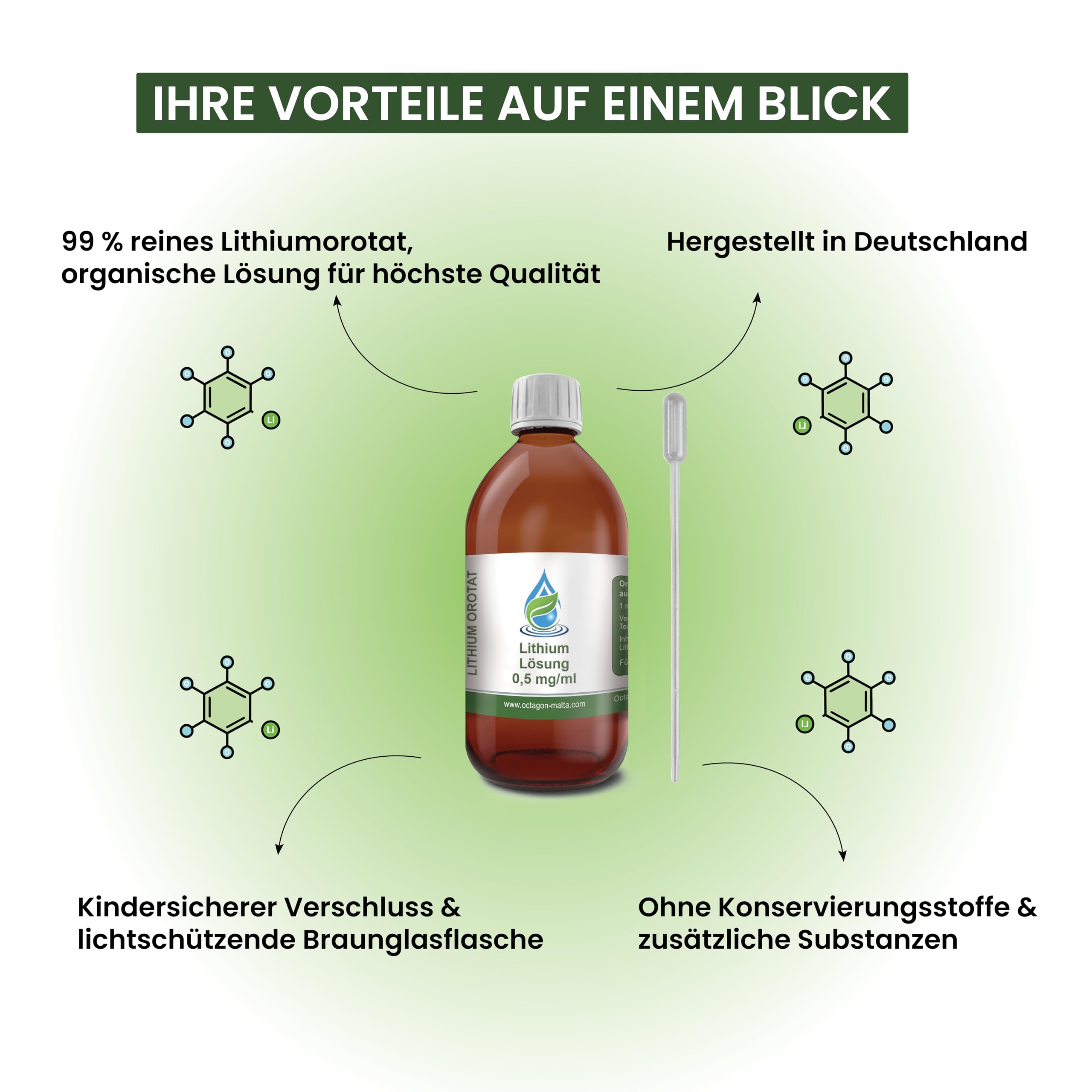 Lithium Lösung 500ml für Aquaristik mit 0,5mg/ml Lithium - 500ppm