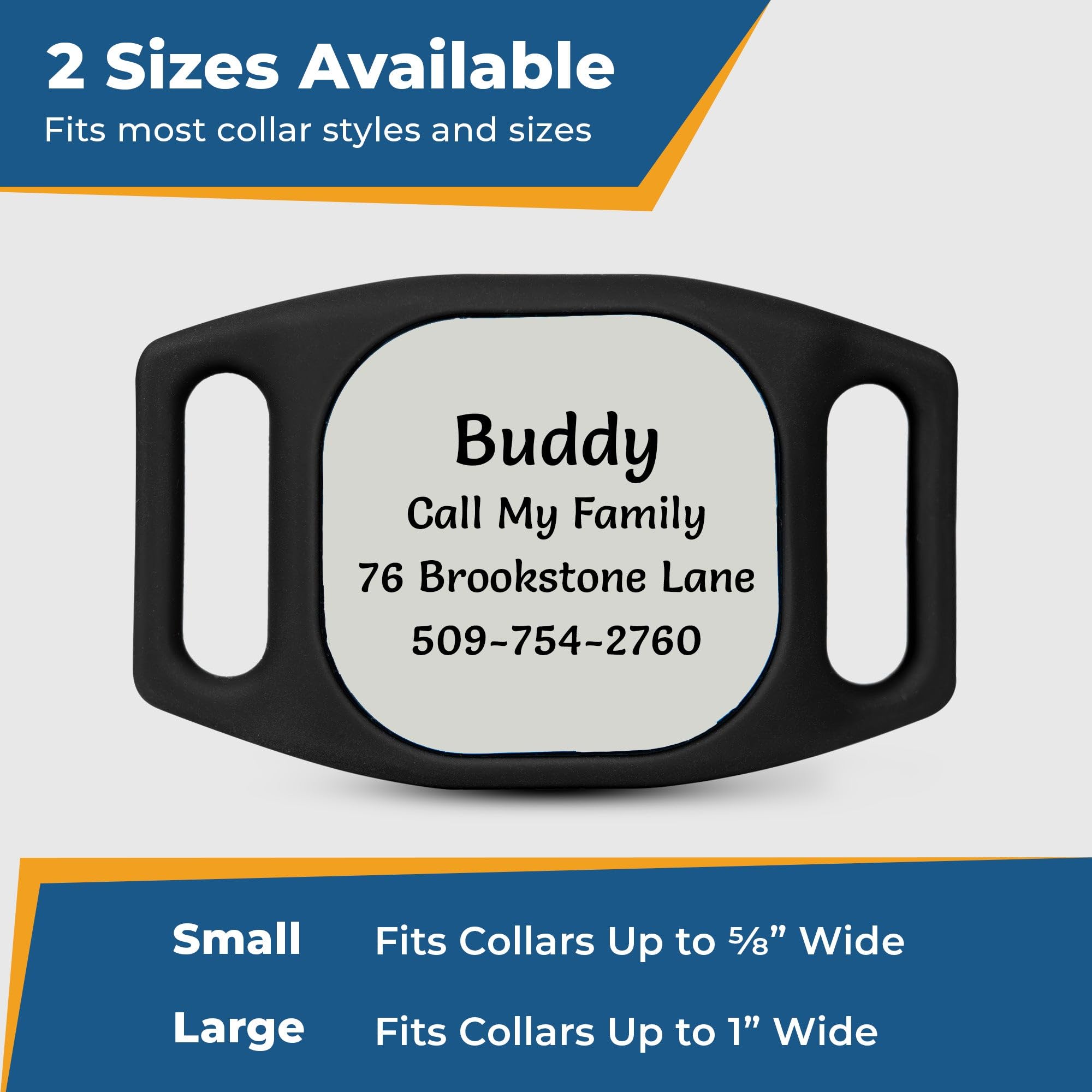 GoTags Designed for Life360 Personalized Dog Collar Holder Tile Mate Tracker, Lost Pet ID GPS for Cat Collar with Custom Text and Number, Silicone Safety Accessories for Tile Tracker Finder (Large) - image 5