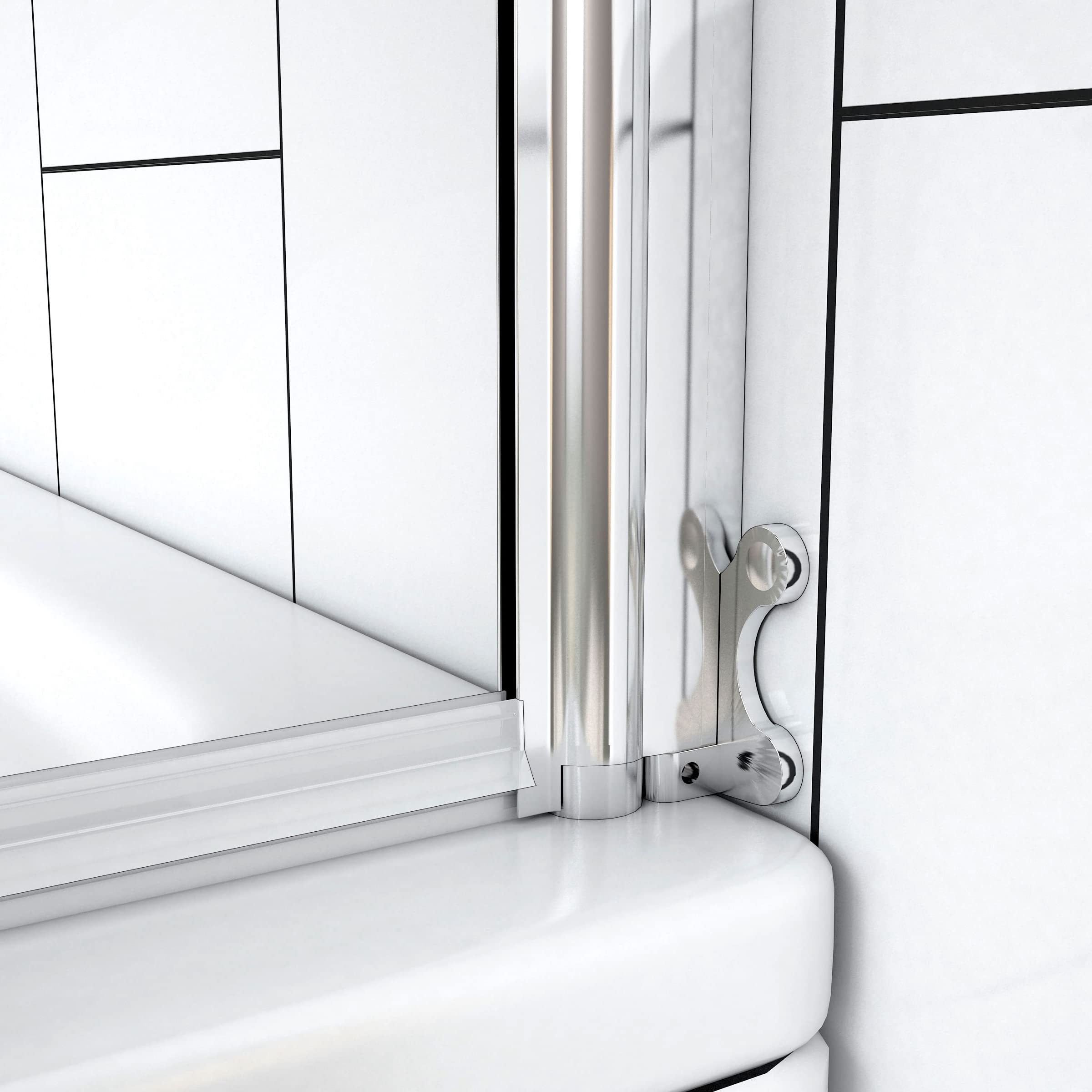 H.130cm Sopravasca da Bagno Doccia Girevole 180 Gradi 70cm Vetro 5mm Cromo | Temperato Trasparente
