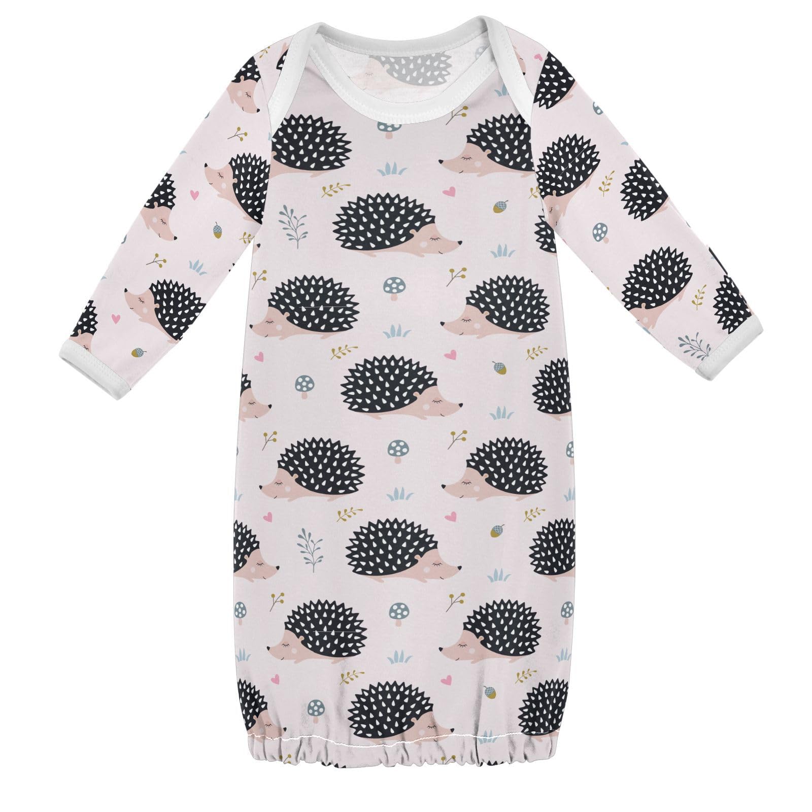 WIFIU Cute Hedgehogs Forest Autumn Baby Girls Boys Sleeper Gown Cotton Nightgown Long Sleeve, Baby Nightdress Sleeping Clothes for Newborn 0-3 Months Multicolor