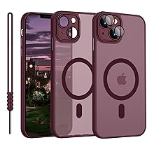 YUANDMI Cover Magnetica per iPhone 13 Compatibile con MagSafe, Custodia Per iPhone 13 Traslucida Opaca Case Ultra-Sottile Silicone Anti-Scivolo Resistente ai Graffi, Prugna