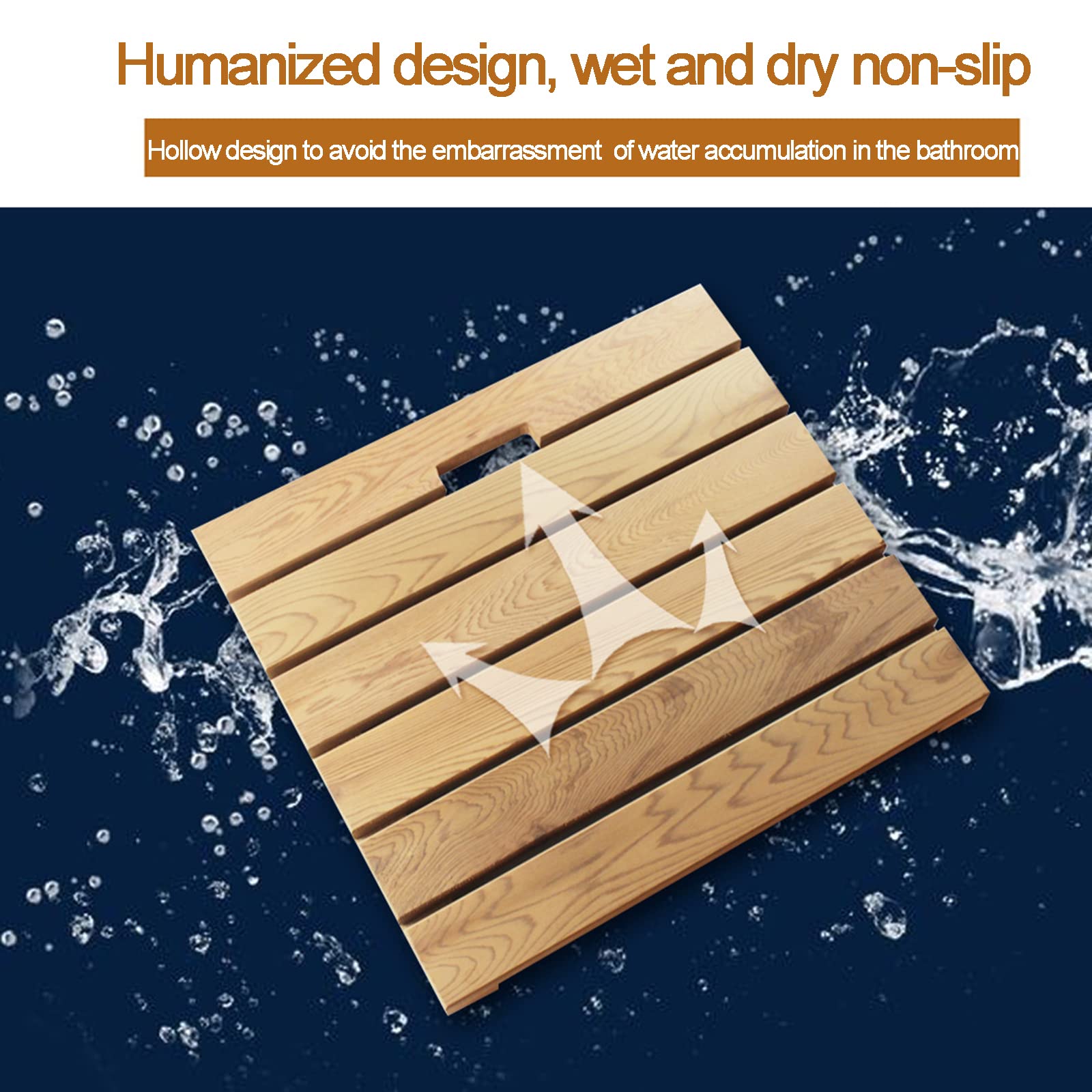 Pedana Doccia in Legno,Tappetini da Bagno in Legno, Tappetino da Doccia in bambù di Lusso per Uso Interno O Esterno Personalizzabile,70x100cm/28x39in