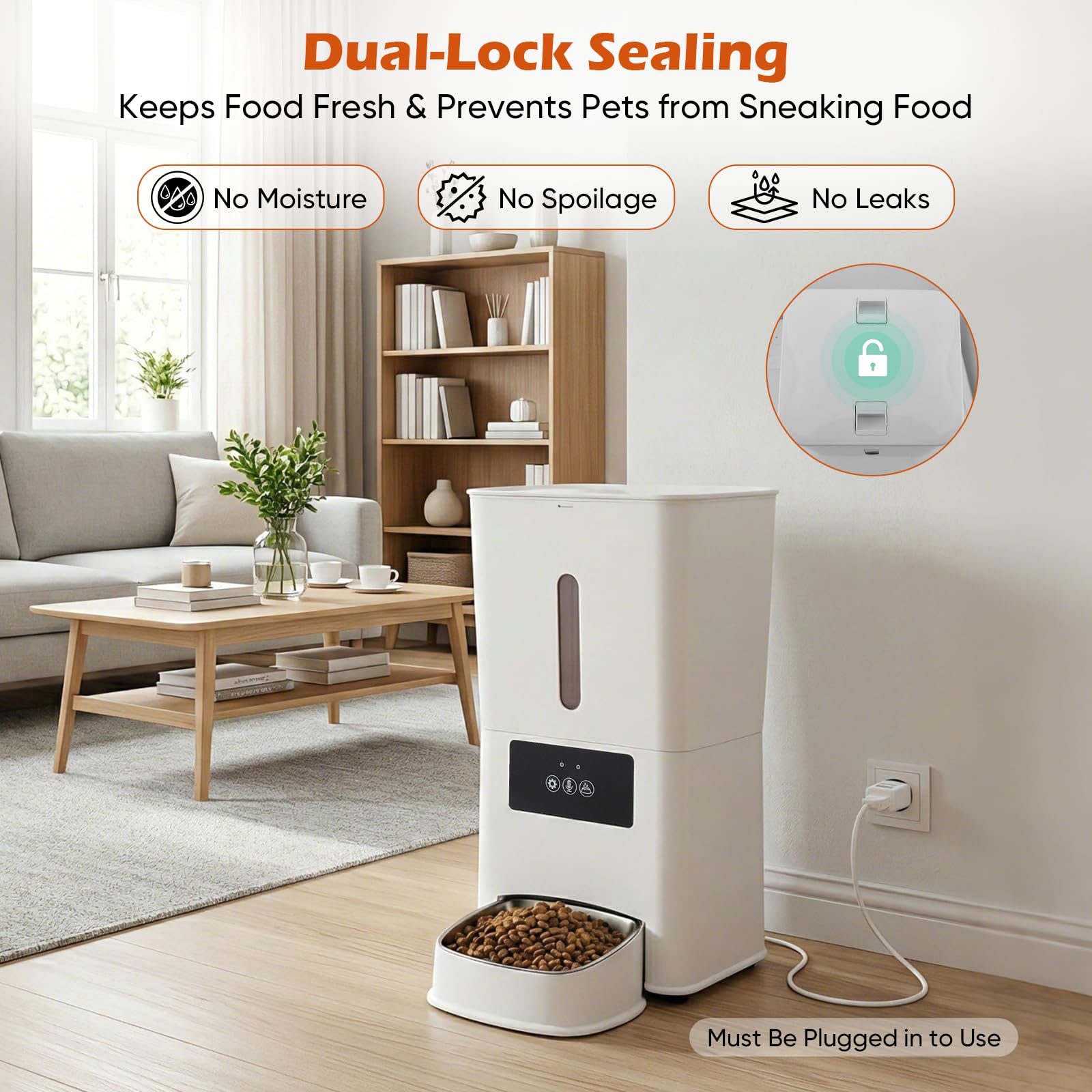 Distributeur Automatique de croquettes 8L Intelligent, Wi-FI & app, 1-10 Repas/Jour, portions 20g, minuterie, Chats & Chiens, capacité 5kg, étanche, Anti-Blocage, Voix personnalisée