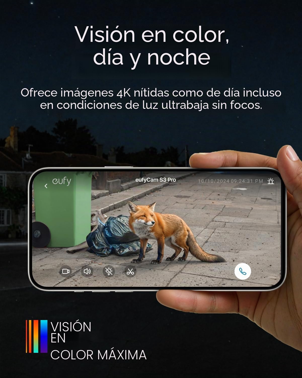 eufy Security S3 Pro (eufyCam 3 Pro), 4K Camara vigilancia WiFi Exterior Solar, visión MaxColor, energía inagotable 2.0, reconocimiento Facial IA, sin cuotas (Reacondicionado)