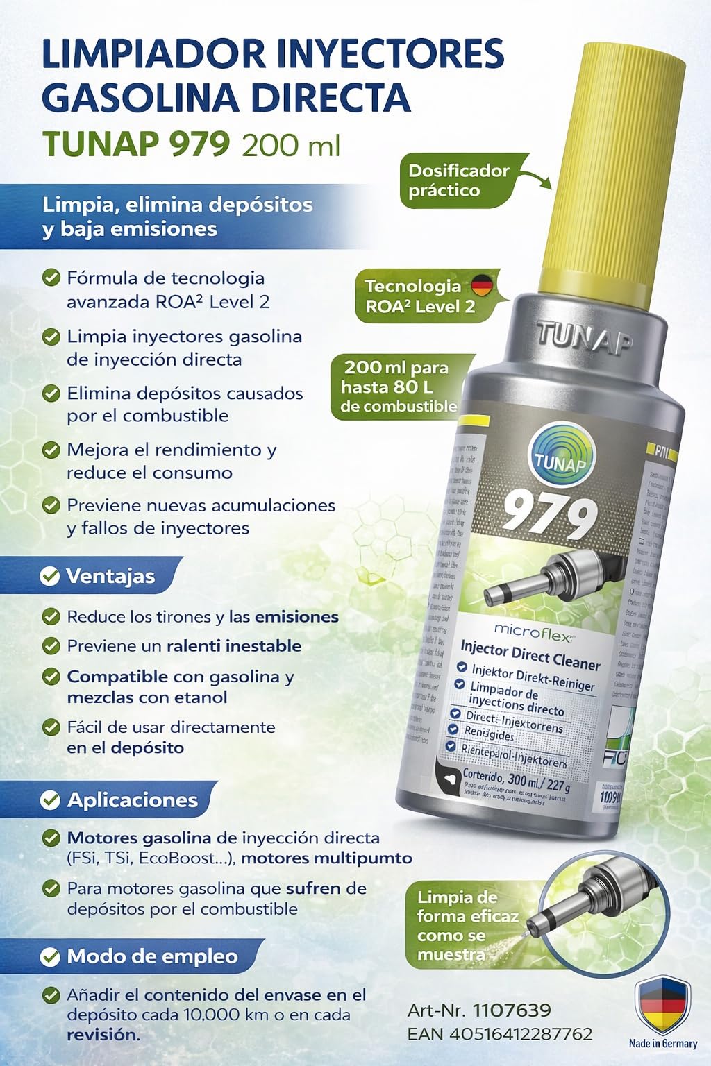 TUNAP 979 Limpiador inyectores gasolina 300 ml - 2