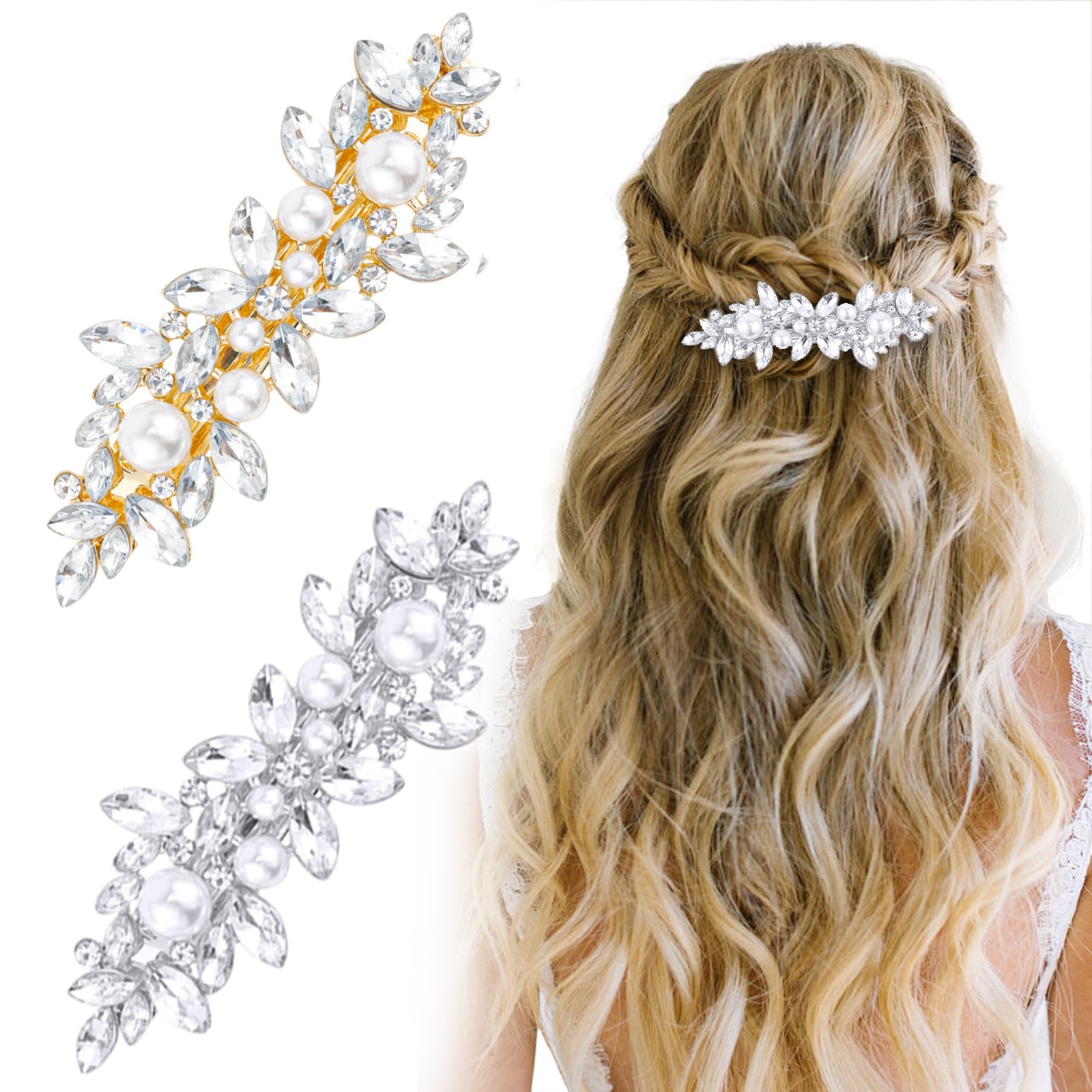Amazon.com : WHAVEL 2PCS Pearl Hair Clips, Rhinestone Hair Clip