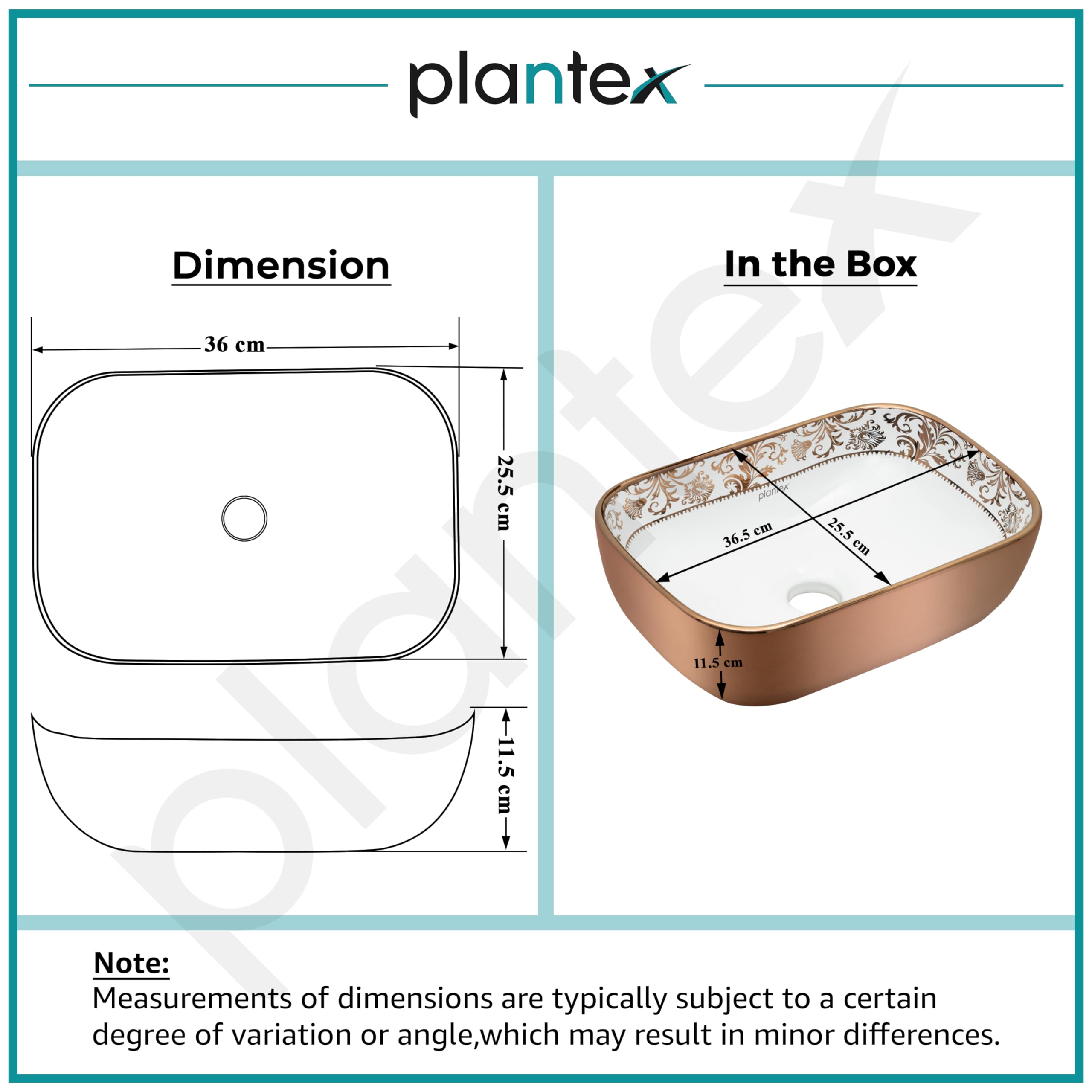 Plantex Ceramic Basin for Bathroom/Table Top Ceramic Wash Basin/Washbasin for Bathroom (14 x 10 x 5 Inch)