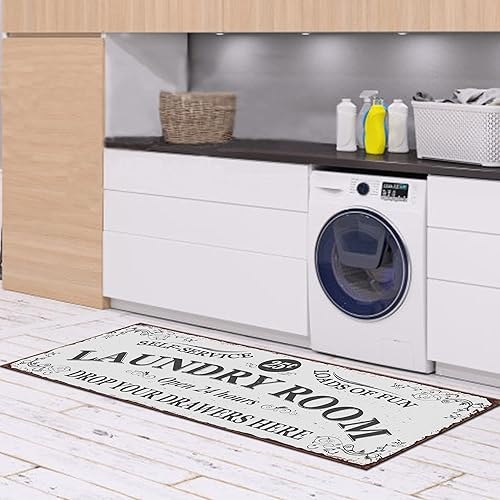 Miniatura 4 de Kuilepa Alfombra de 20 x 47 pulgadas, antideslizante, impermeable, alfombra de entrada duradera para piso de cocina, cuarto de servicio, baño,