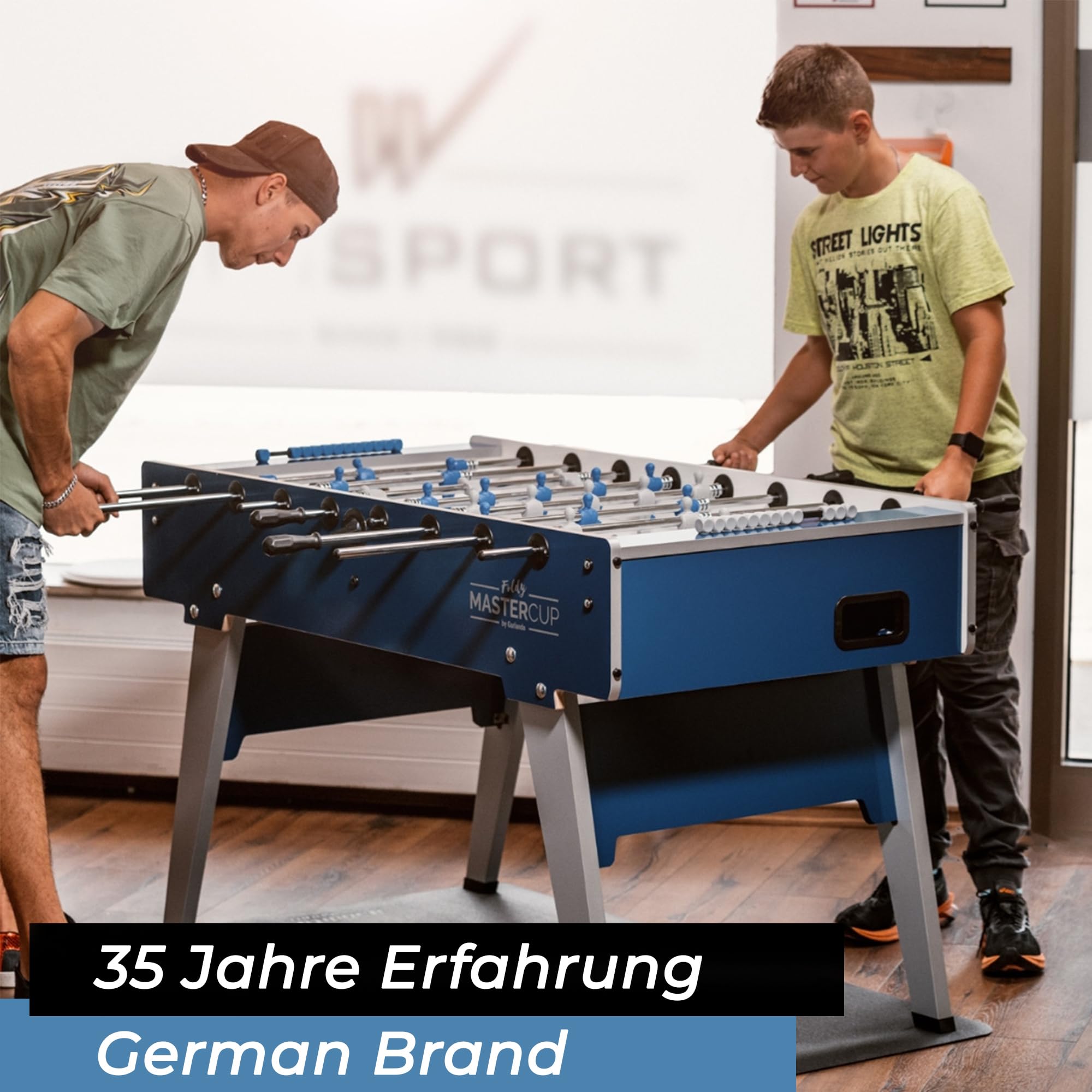 Kickerfigur Champion, 2-farbige Soccer-Figur universell passend für alle Tischkicker-Stangen mit Ø 16 mm, gerillte griffige Fußfläche, robust, Team Set mit 11 St. rot und blau