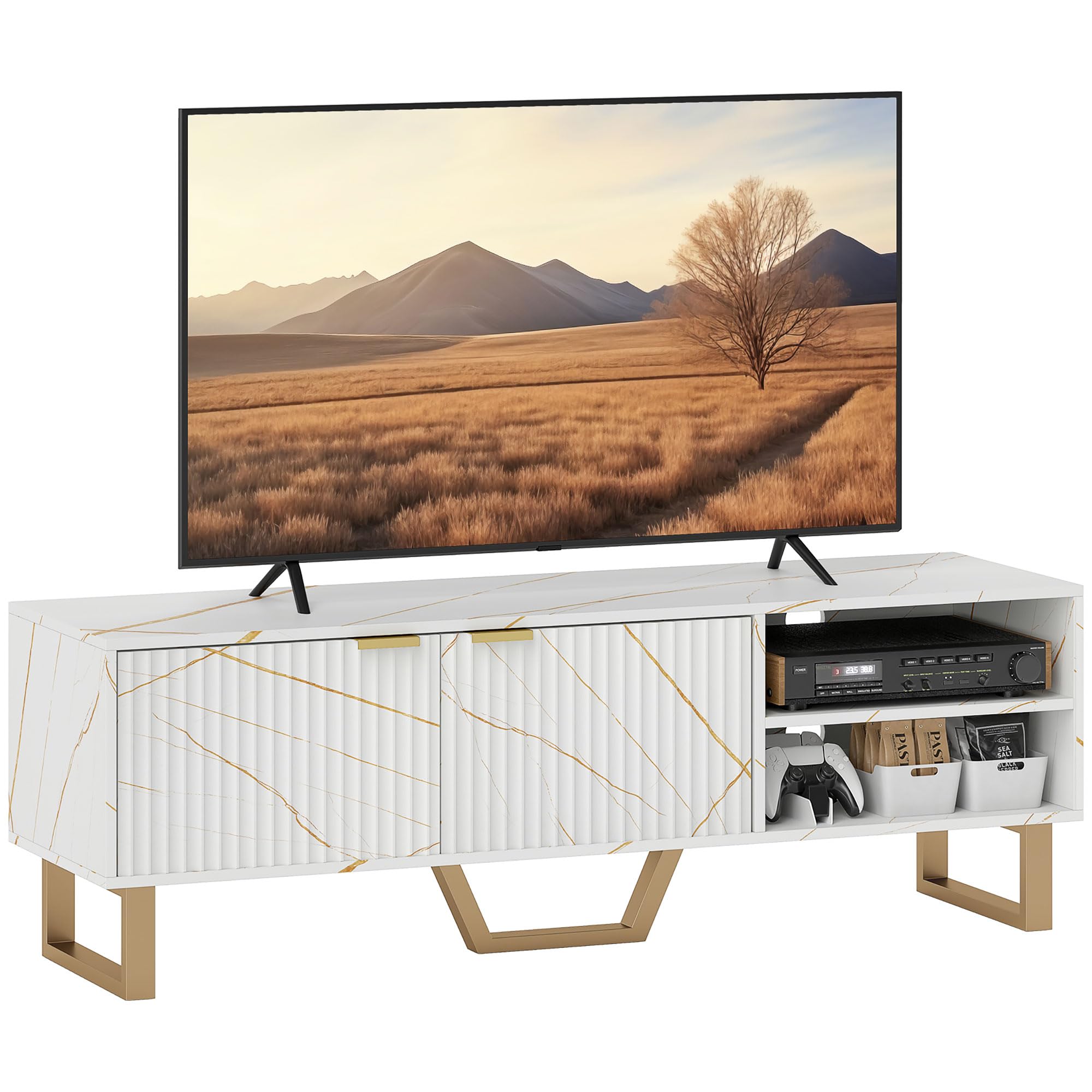 HOMCOM Marble Effect TV Unit for up to 70" Television, White