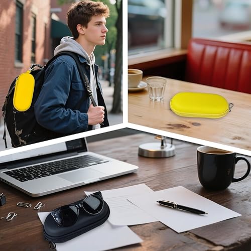 Miniatura 5 de Estuche doble para gafas, bolsa de almacenamiento para lentes de sol, elegante cremallera portátil, caja de almacenamiento de apertura para hombres