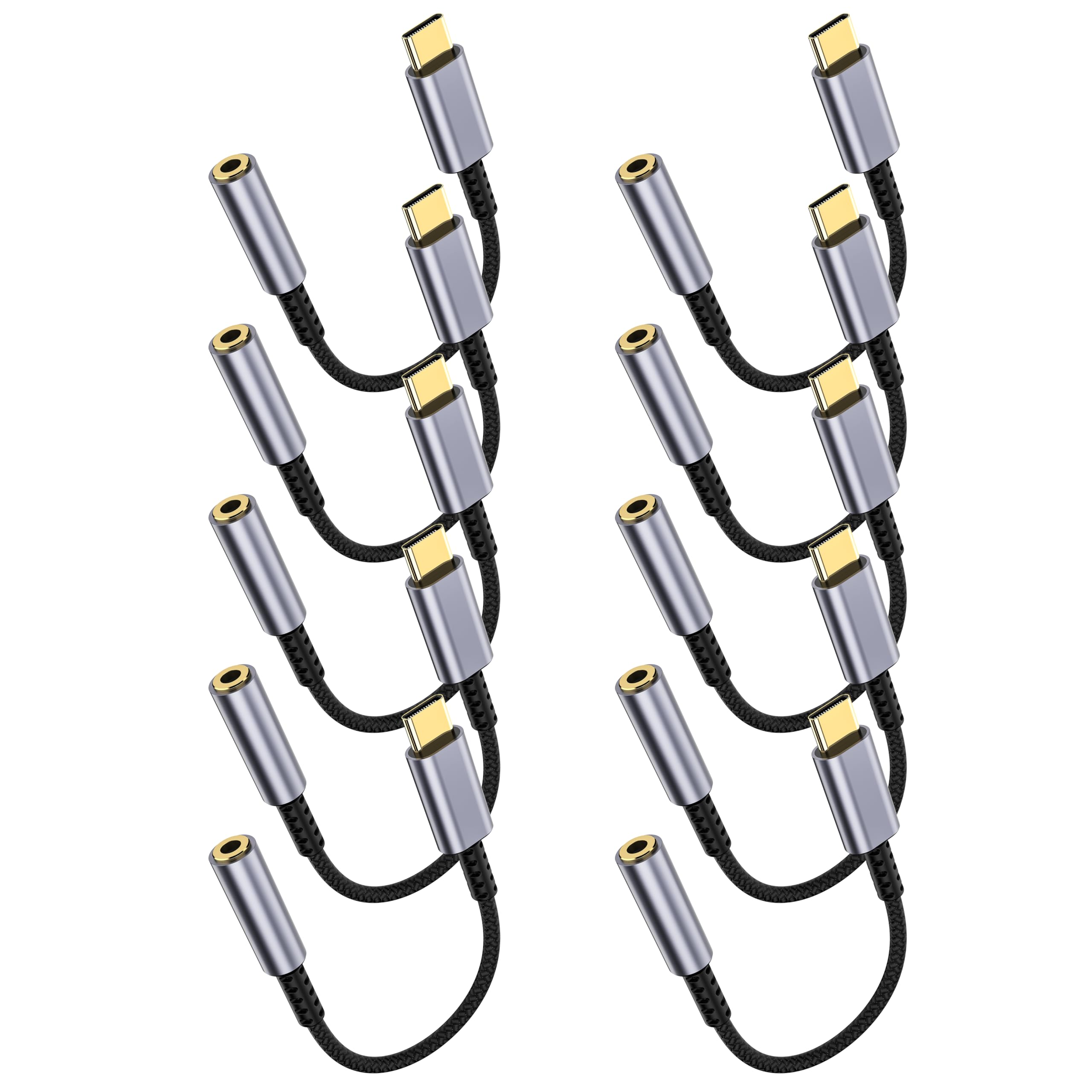 Confezione da 10 adattatori da USB C a jack per cuffie da 3,5 mm - Dongle audio HiFi, cavo da tipo C a Aux femmina, compatibile con iPhone 17/16/15 Pro Max, Samsung S25/S24/S23, iPad Pro, Pixel