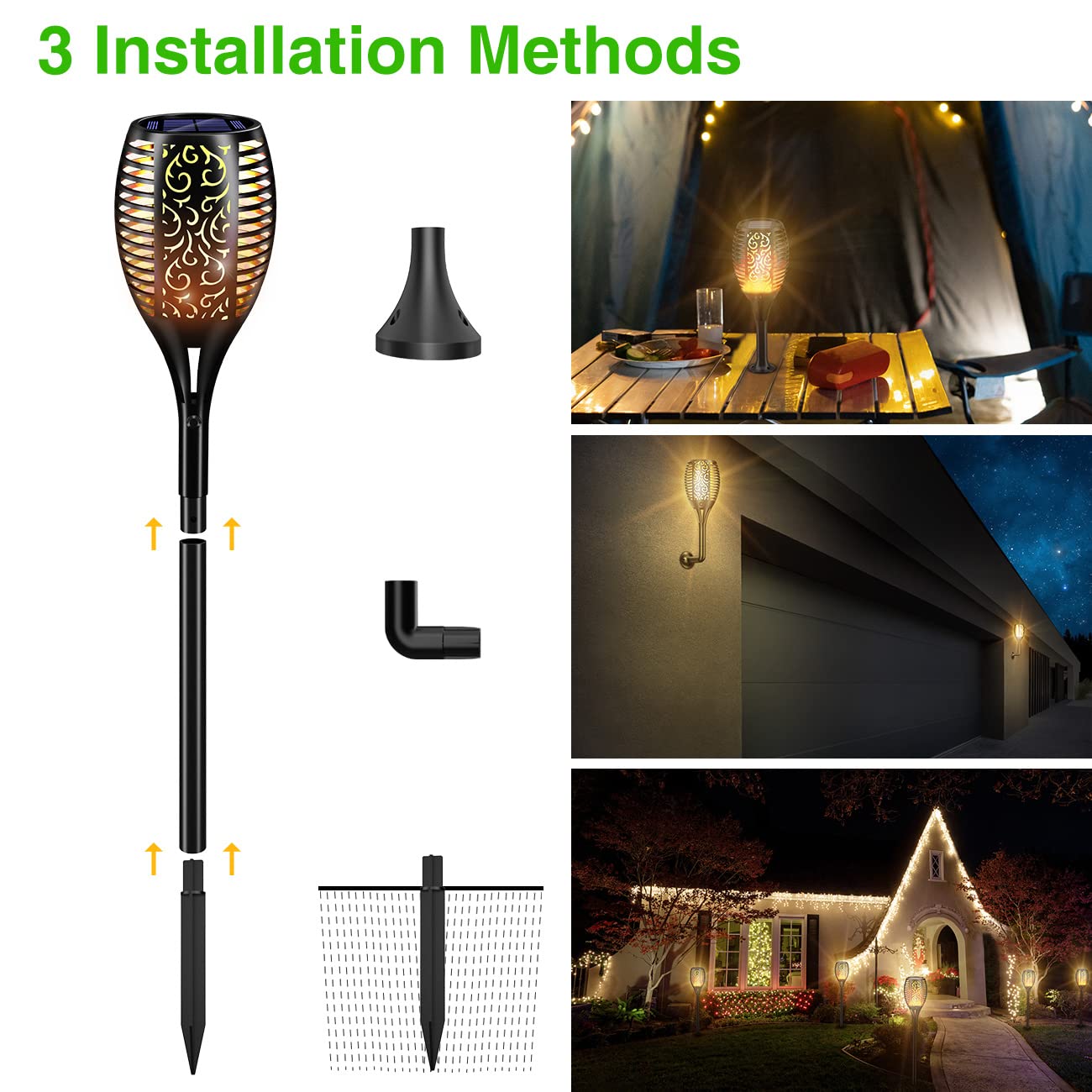 Gabless Lumière Solaire De Torche Lampe 33LED, Lampe Solaire Exterieur