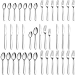 Pleafind 48-Pcs Silverware Set for 8, Flatware Set with Steak Knives, Stainless Steel Cutlery Set, Include Forks Spoons and Knives Set, Dishwasher Safe Utensil Sets for Home Restaurant