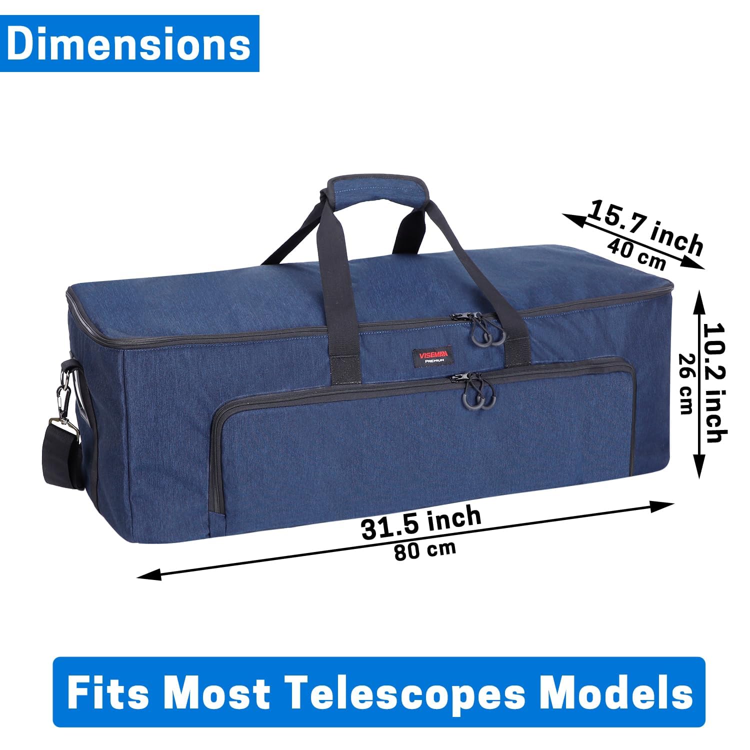 VISEMAN Teleskoptasche 76,2 cm, gepolsterte Teleskoptasche mit verstellbarem Schultergurt, Tragetasche für Celestron-Teleskop, Aufbewahrungsstativ und Zubehör