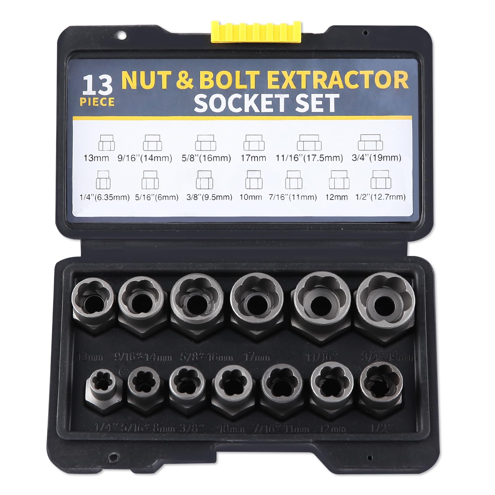 LEONTOOL Bolt & Nut Remover Set, 13 Pcs Bolt Extractor Set, Stripped Lug Nut Remover Twist Sockets